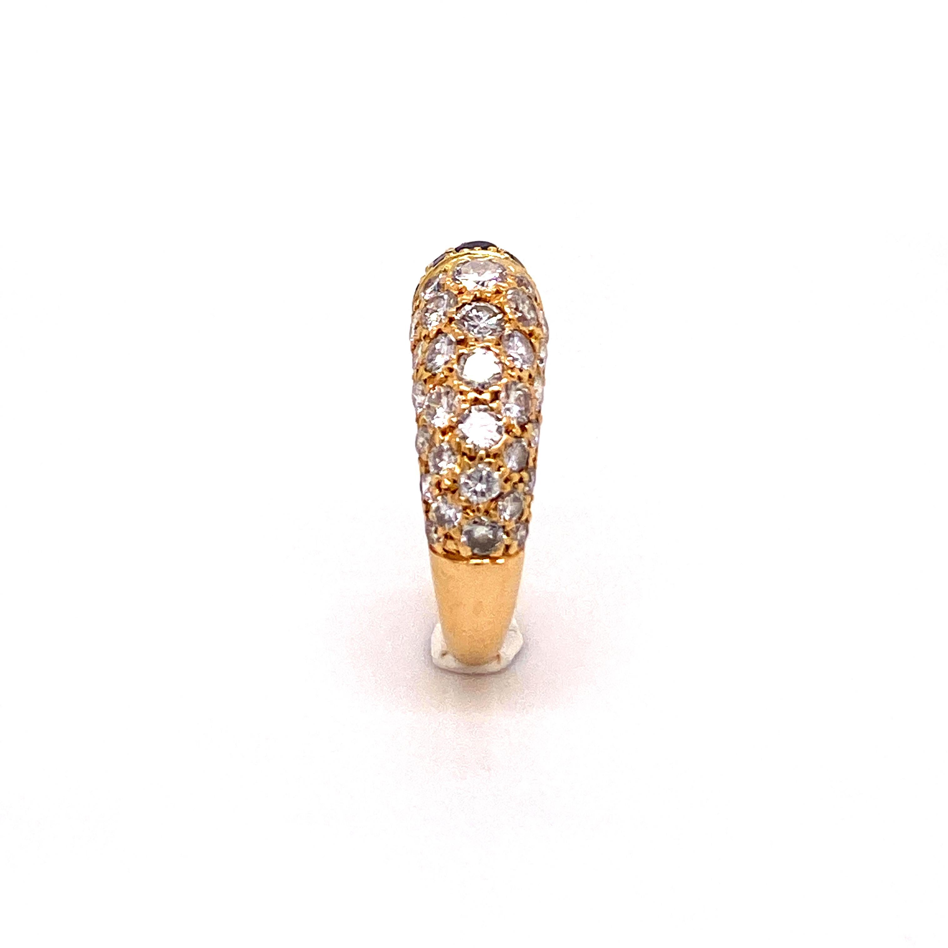 Women's or Men's Cartier Sapphire and Diamond Ring in 18 Karat Yellow Gold