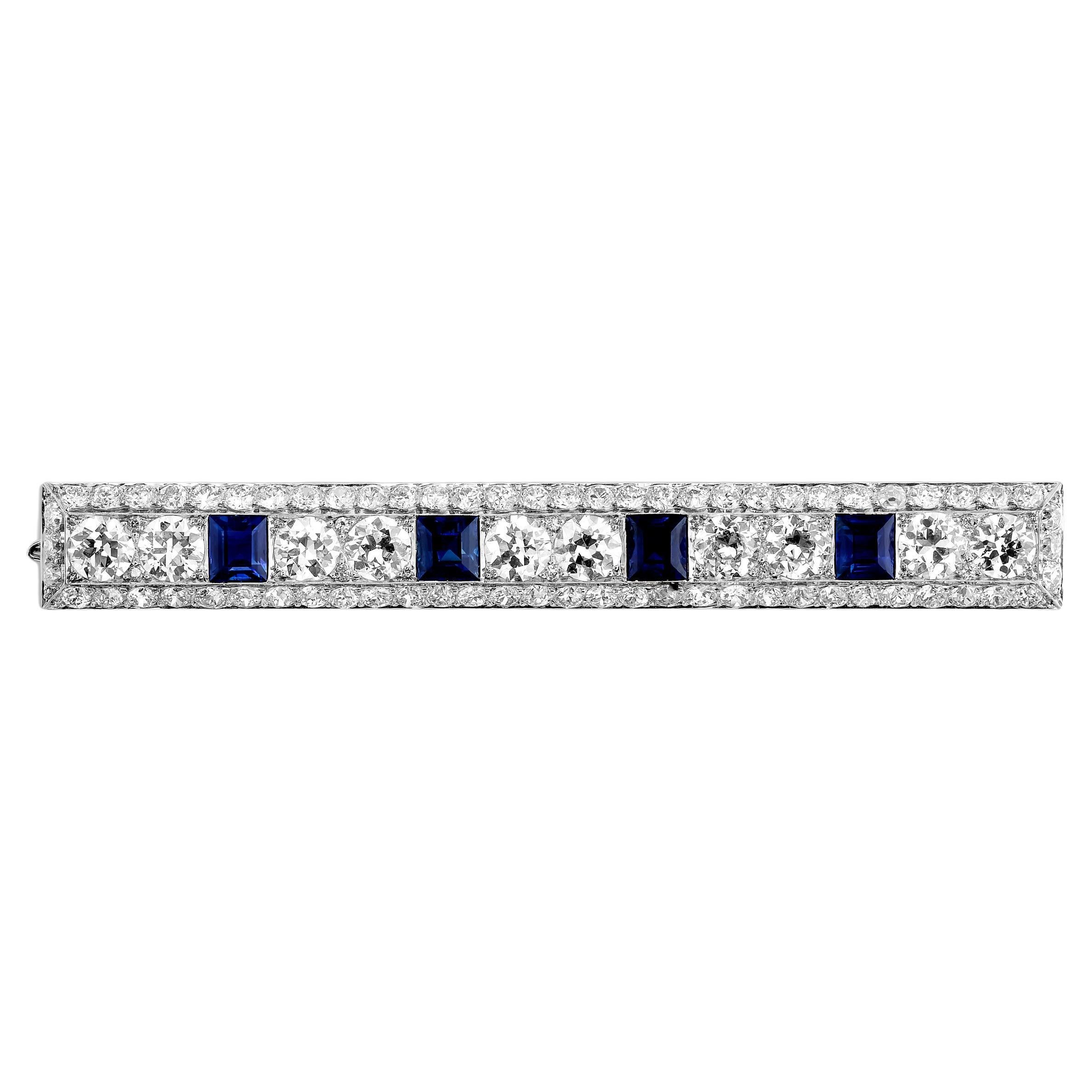 Cartier Sapphire and Diamond Straight Pin in Platinum