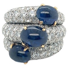 Cartier Sapphire and Diamond Three Band Ring