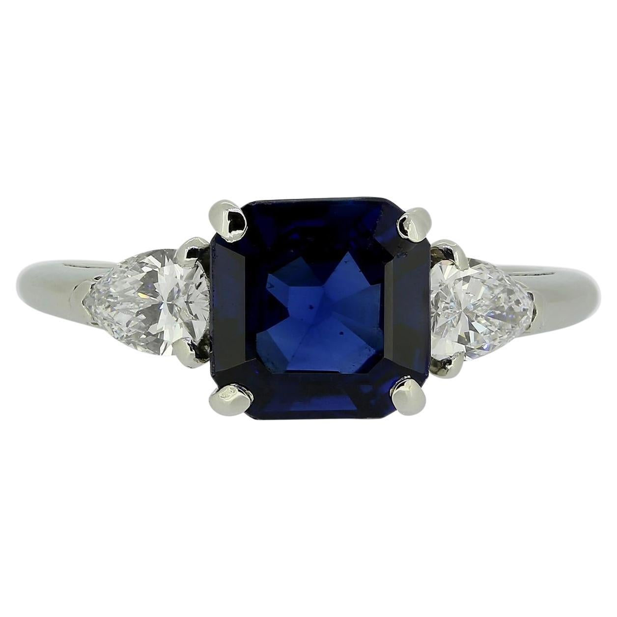 Cartier Sapphire and Diamond Three-Stone Ring For Sale