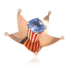 CARTIER Sapphire and Enamel Stars and Stripes "Home Front" Brooch - Circa 1940's