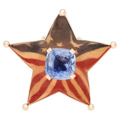 CARTIER Sapphire and Enamel Stars and Stripes "Home Front" Brooch - Circa 1940's