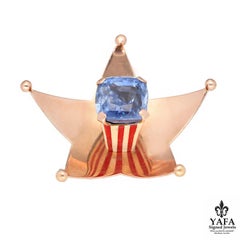 Cartier Sapphire and Enamel Stars and Strips "Home Front" Brooch - Circa 1940's