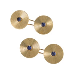 Antique Cartier Sapphire and Gold Cuff Links