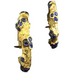 Cartier Sapphire Bamboo Hoop-Style Earrings, circa 1960