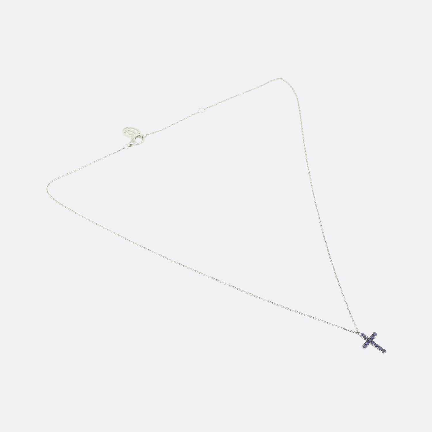 Round Cut Cartier Sapphire Cross Necklace