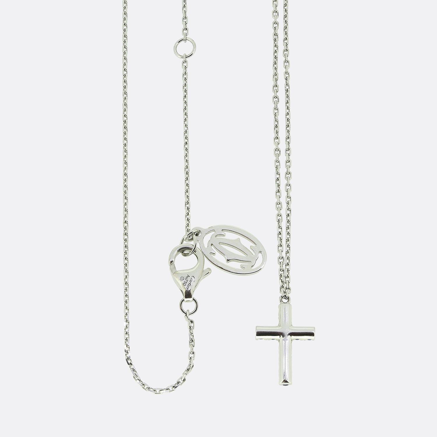 Cartier Sapphire Cross Necklace In Good Condition In London, GB