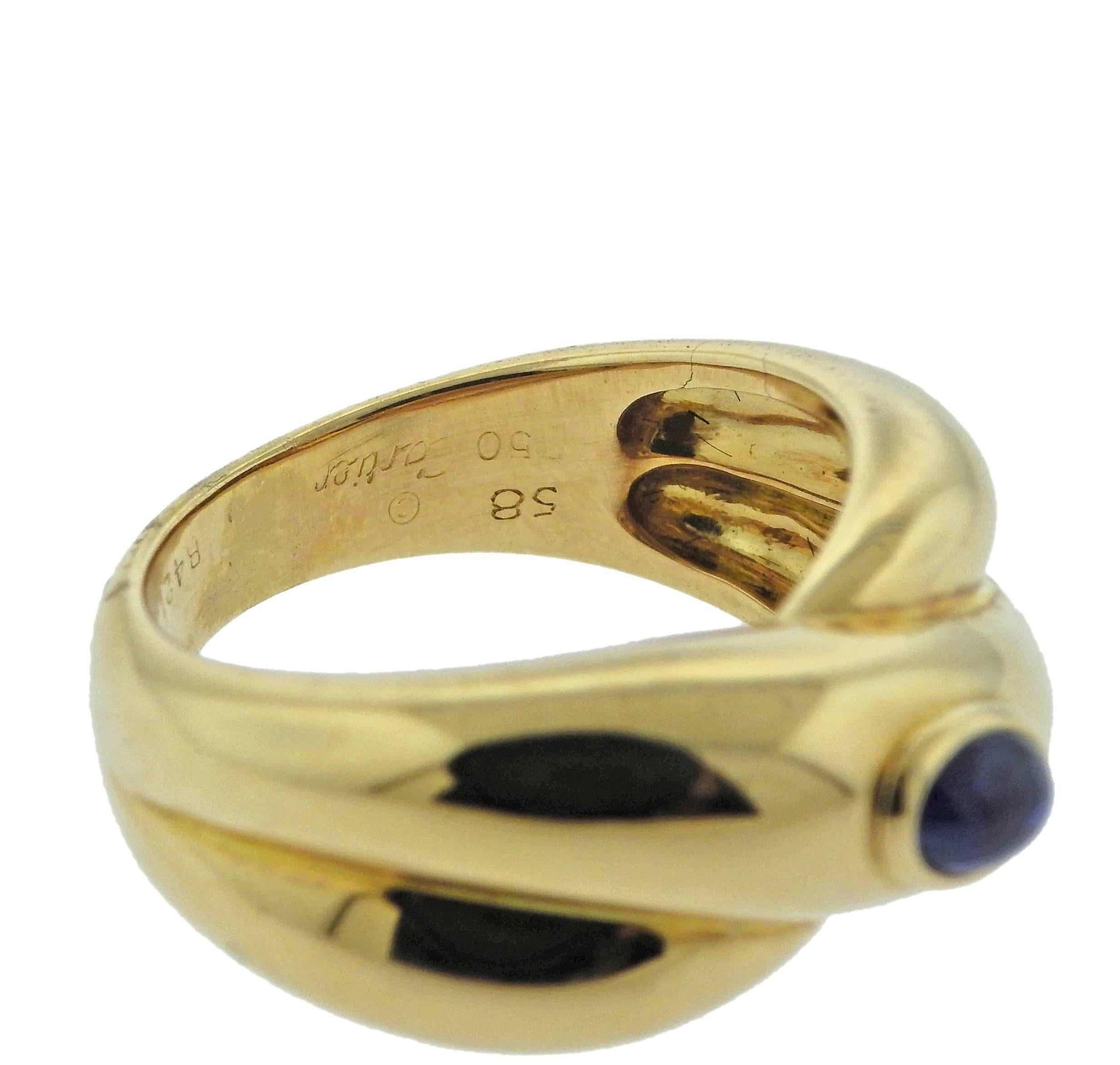 Cartier Sapphire Crossover Gold Ring In Excellent Condition In Lambertville, NJ