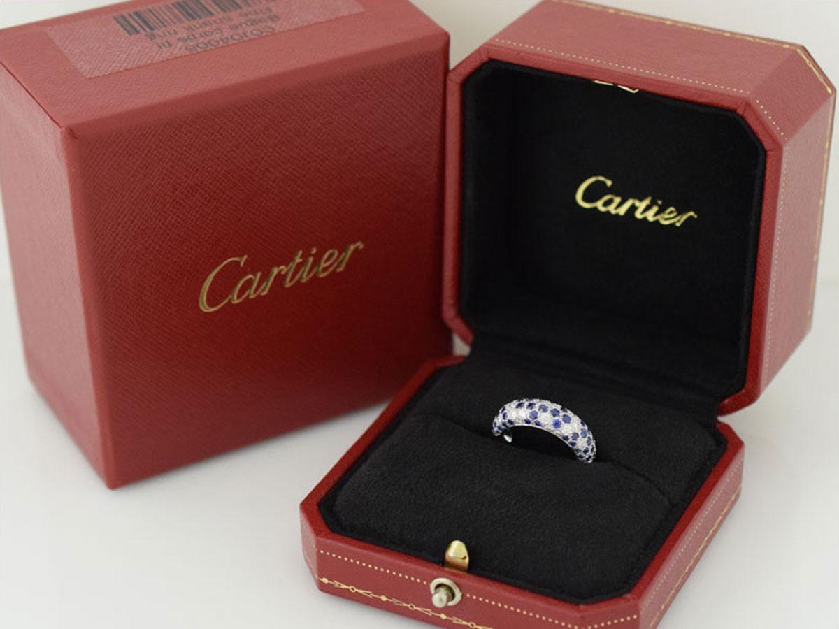 Cartier Sapphire Diamond 18 Karat White Gold Mimi Star Ring In Good Condition In Tokyo, JP