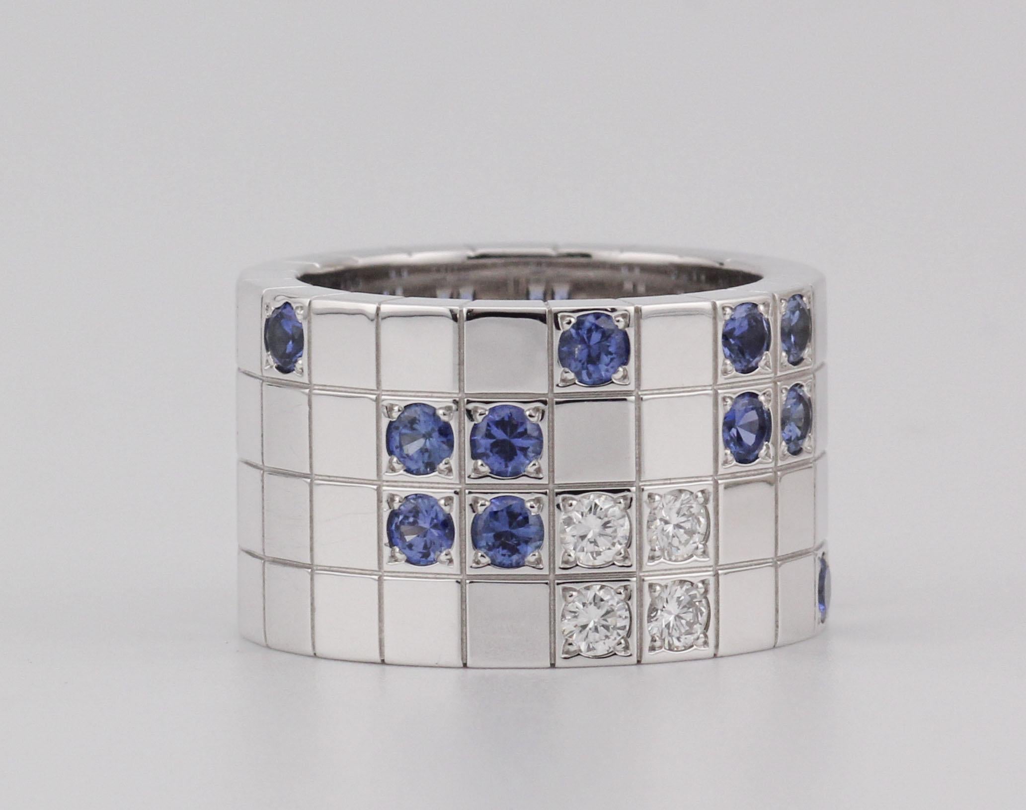 Cartier Zaffiro Diamante Oro Bianco 18k Anello Lanieres Misura 5 49 in vendita 5