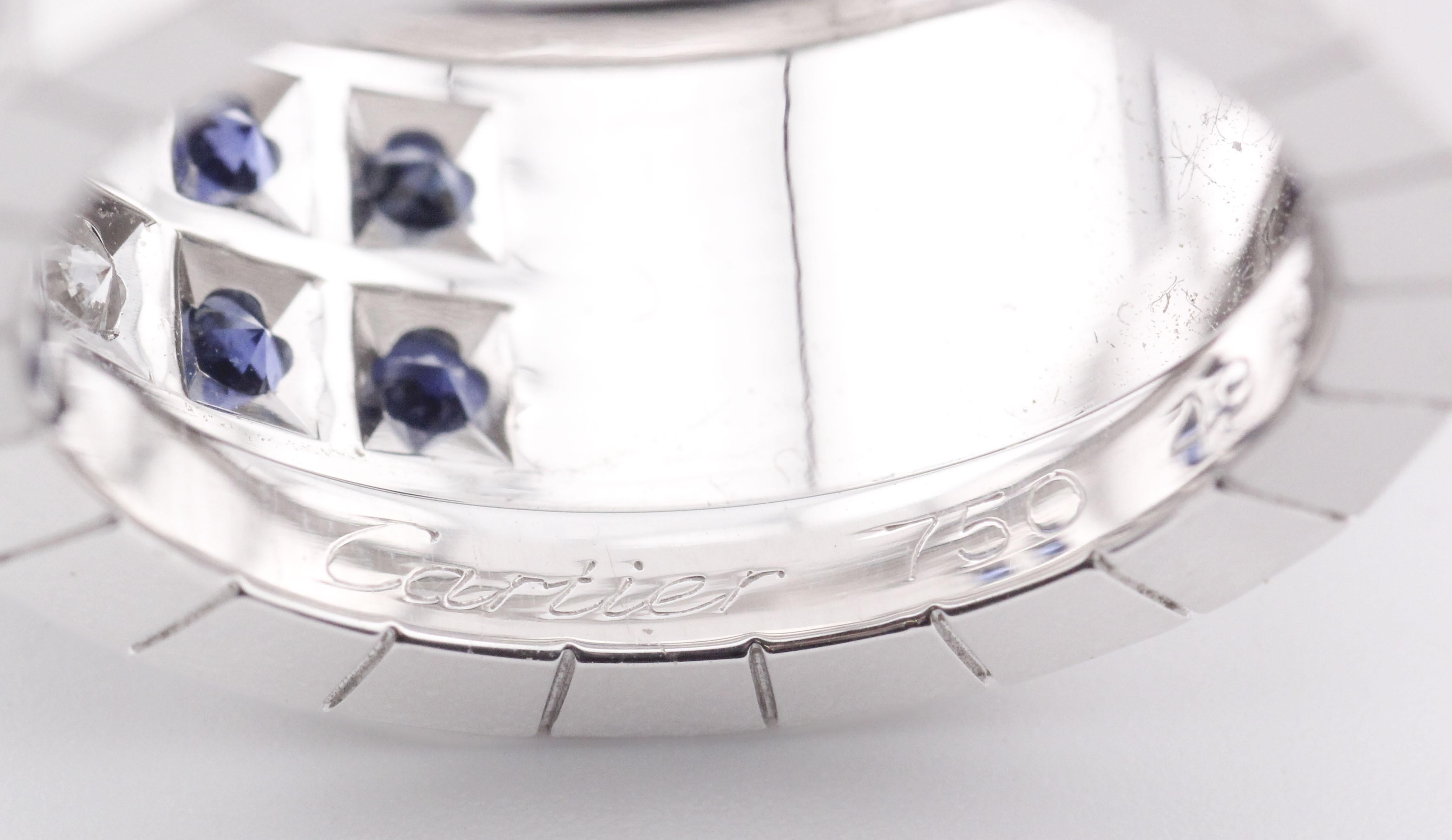 Cartier Zaffiro Diamante Oro Bianco 18k Anello Lanieres Misura 5 49 in vendita 6
