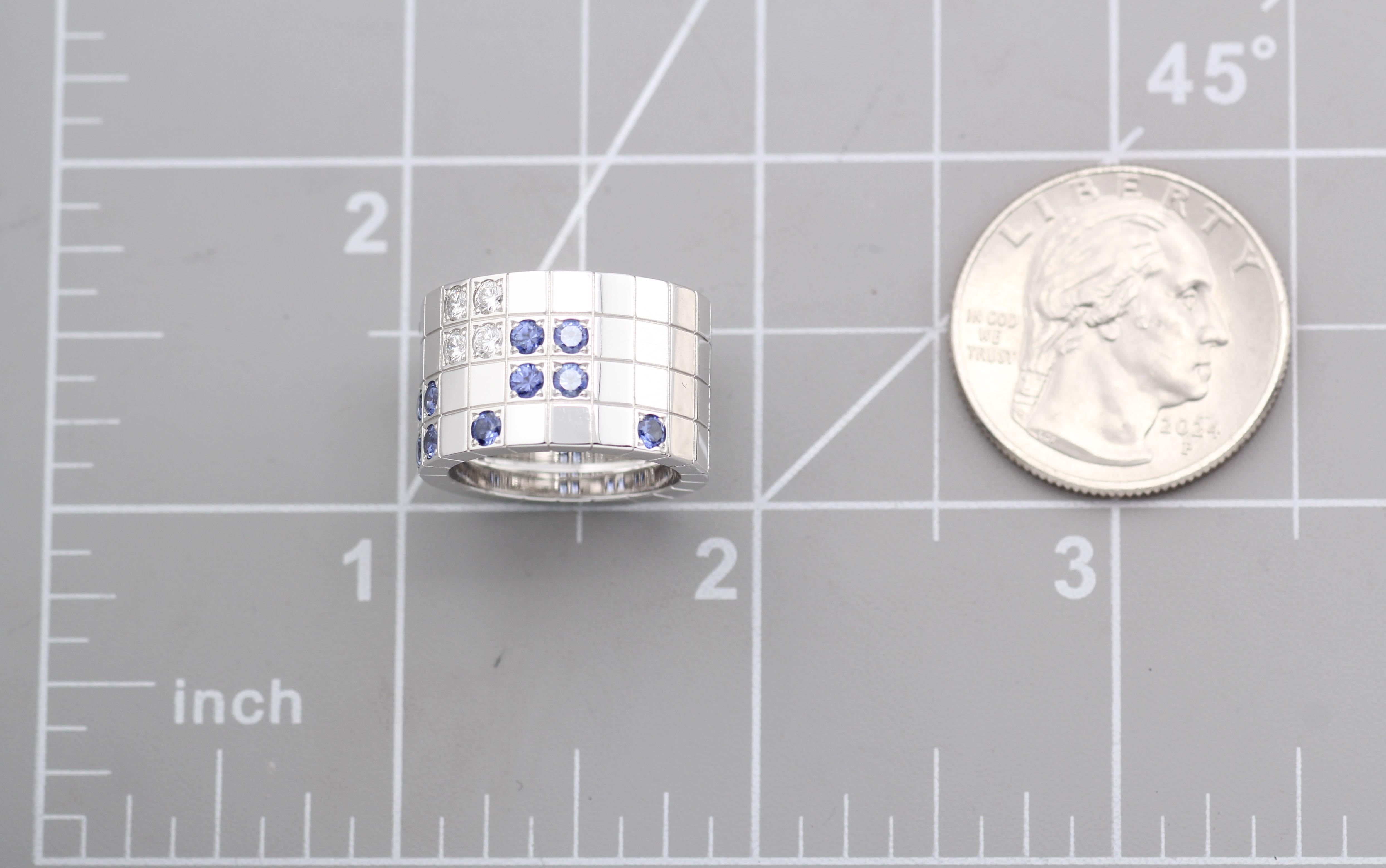 Cartier Zaffiro Diamante Oro Bianco 18k Anello Lanieres Misura 5 49 in vendita 9