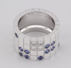 Cartier Sapphire Diamond 18k White Gold Lanieres Band Ring Size 5 49