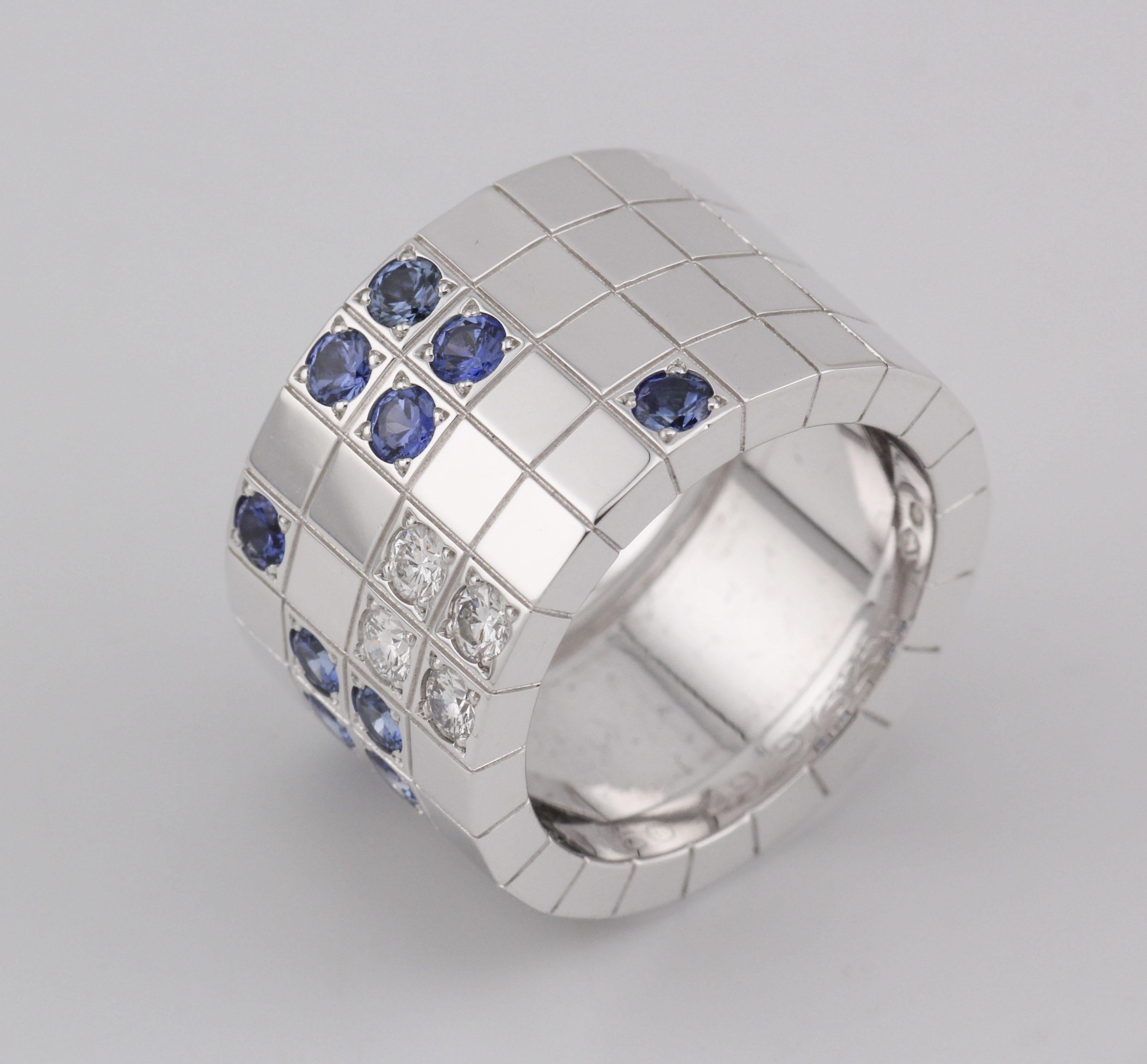 Cartier Zaffiro Diamante Oro Bianco 18k Anello Lanieres Misura 5 49 in vendita 1