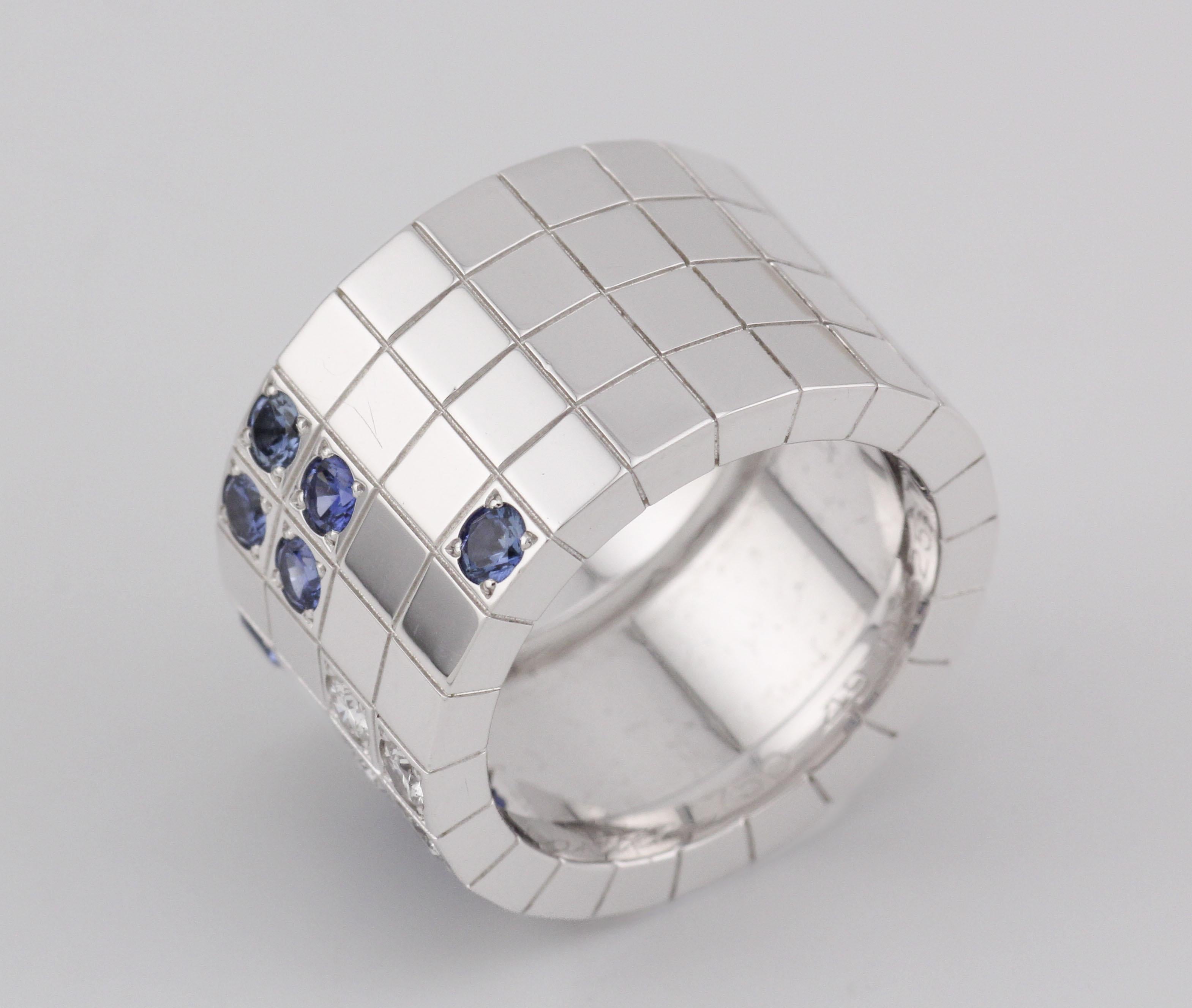 Cartier Zaffiro Diamante Oro Bianco 18k Anello Lanieres Misura 5 49 in vendita 3
