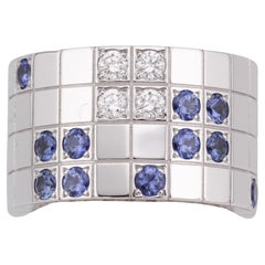 Cartier Sapphire Diamond 18k White Gold Lanieres Band Ring Size 5 49