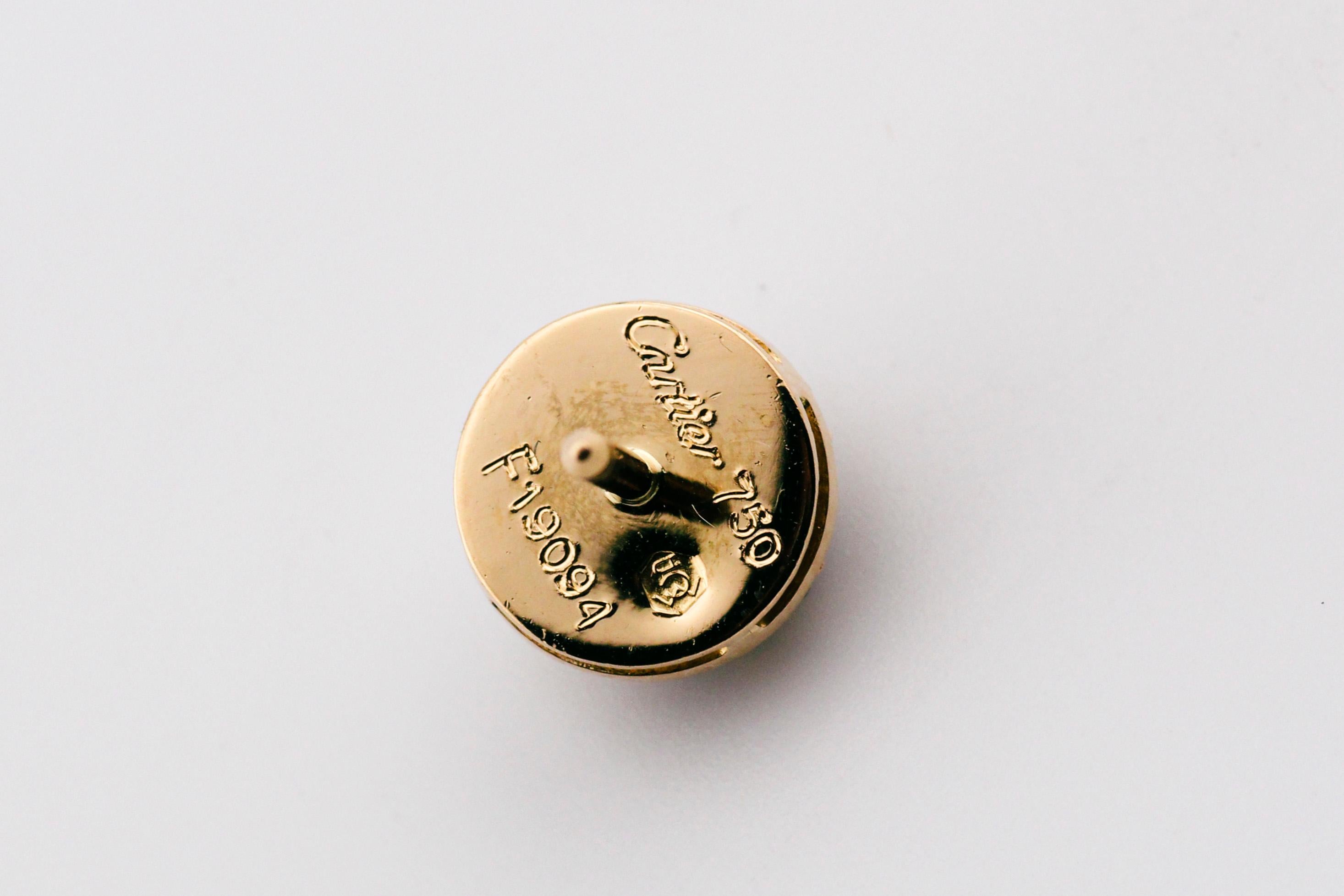 Cartier Sapphire Diamond 18K Yellow Gold Petite Dome Earrings For Sale 1