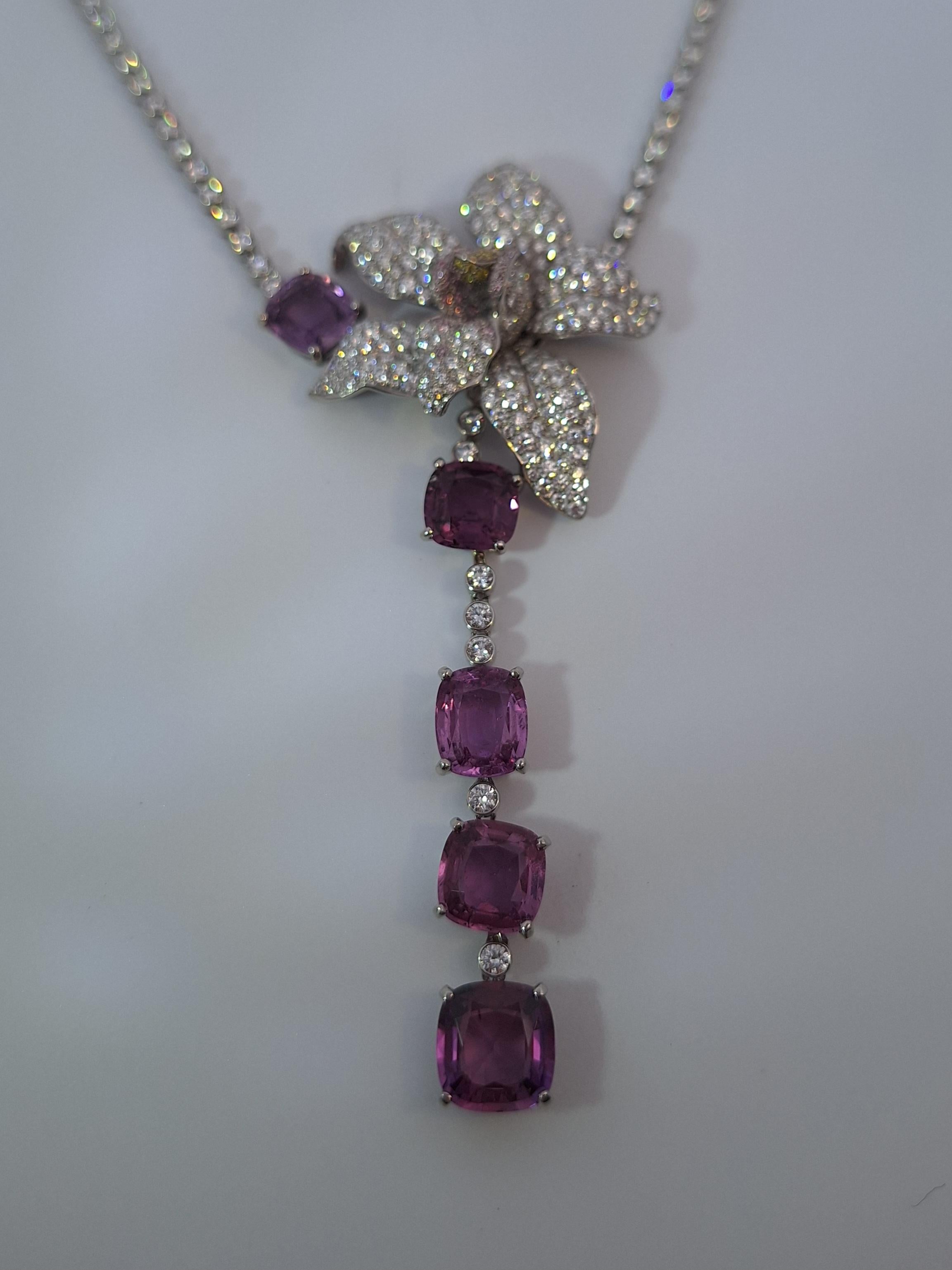 Women's or Men's Cartier Sapphire & Diamond Caresse D'orchidees Necklace For Sale
