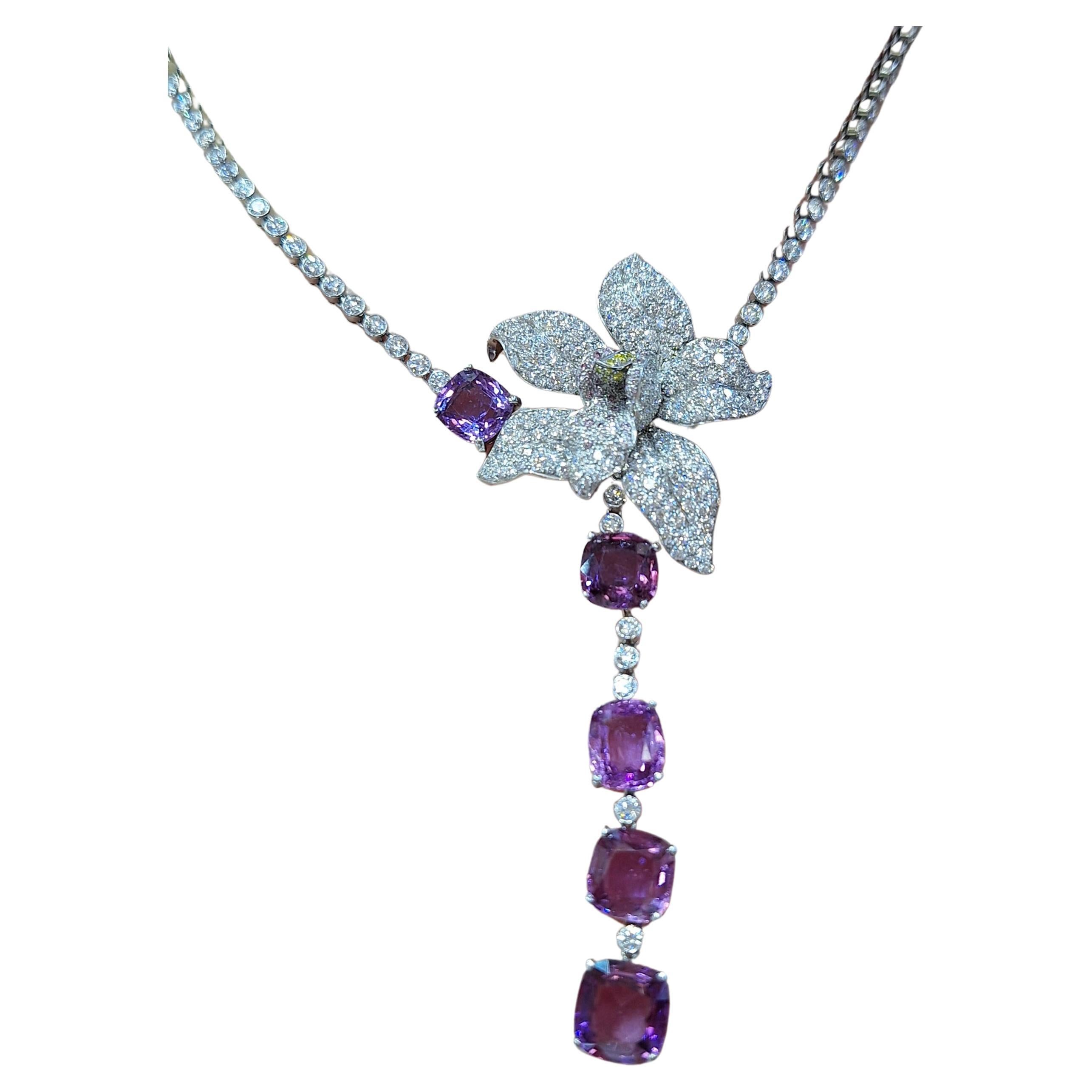 Cartier Sapphire & Diamond Caresse D'orchidees Necklace For Sale