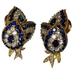Cartier Sapphire Diamond Earring Clips