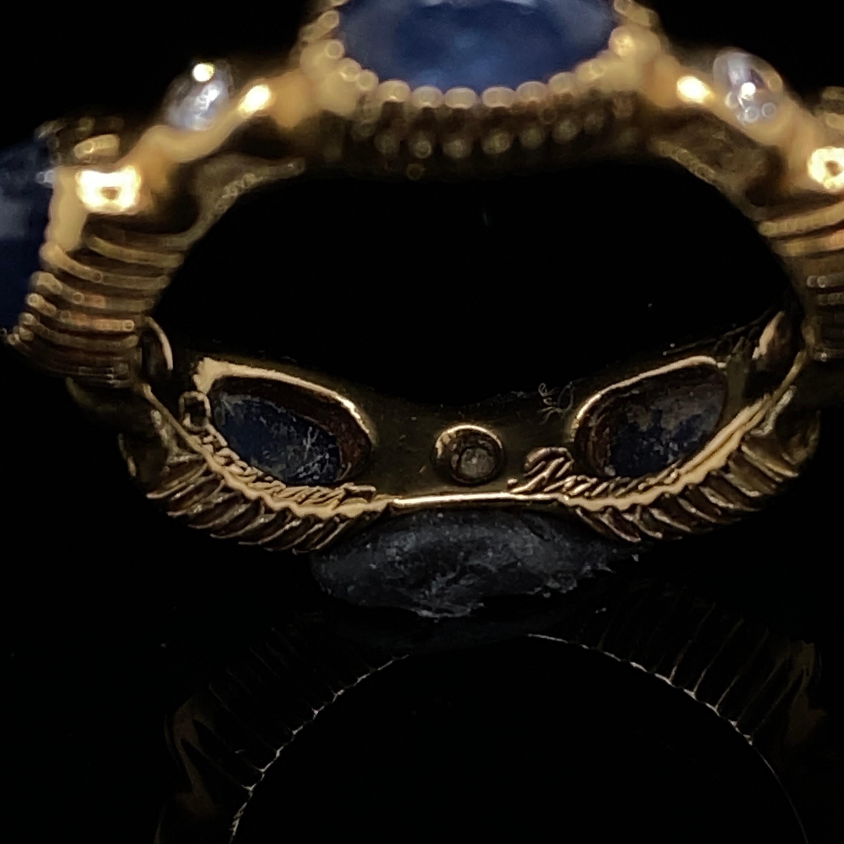 Cartier Sapphire Diamond Full Eternity Ring 18 Karat Yellow Gold, Circa 1960 In Good Condition In London, GB