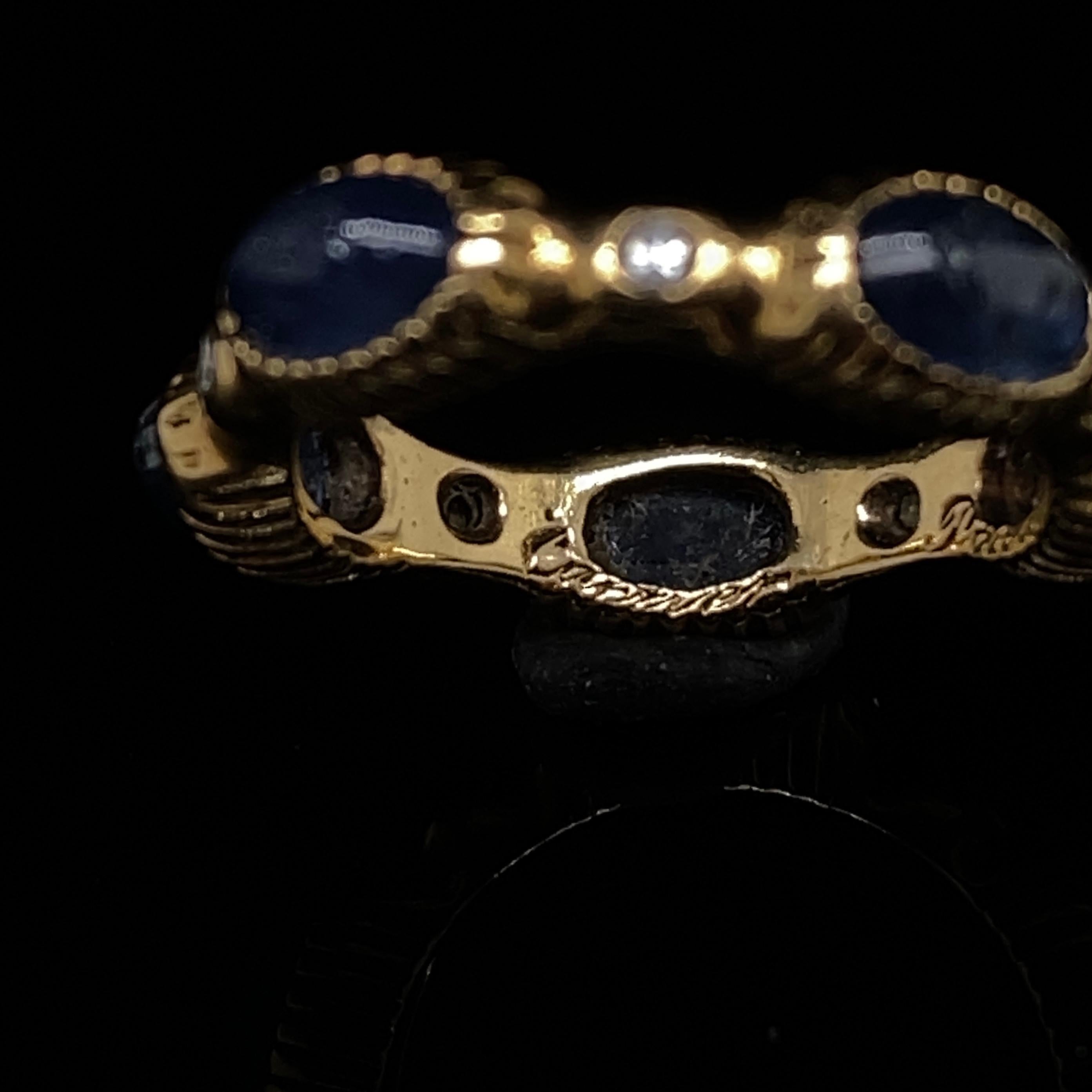 Women's Cartier Sapphire Diamond Full Eternity Ring 18 Karat Yellow Gold, Circa 1960