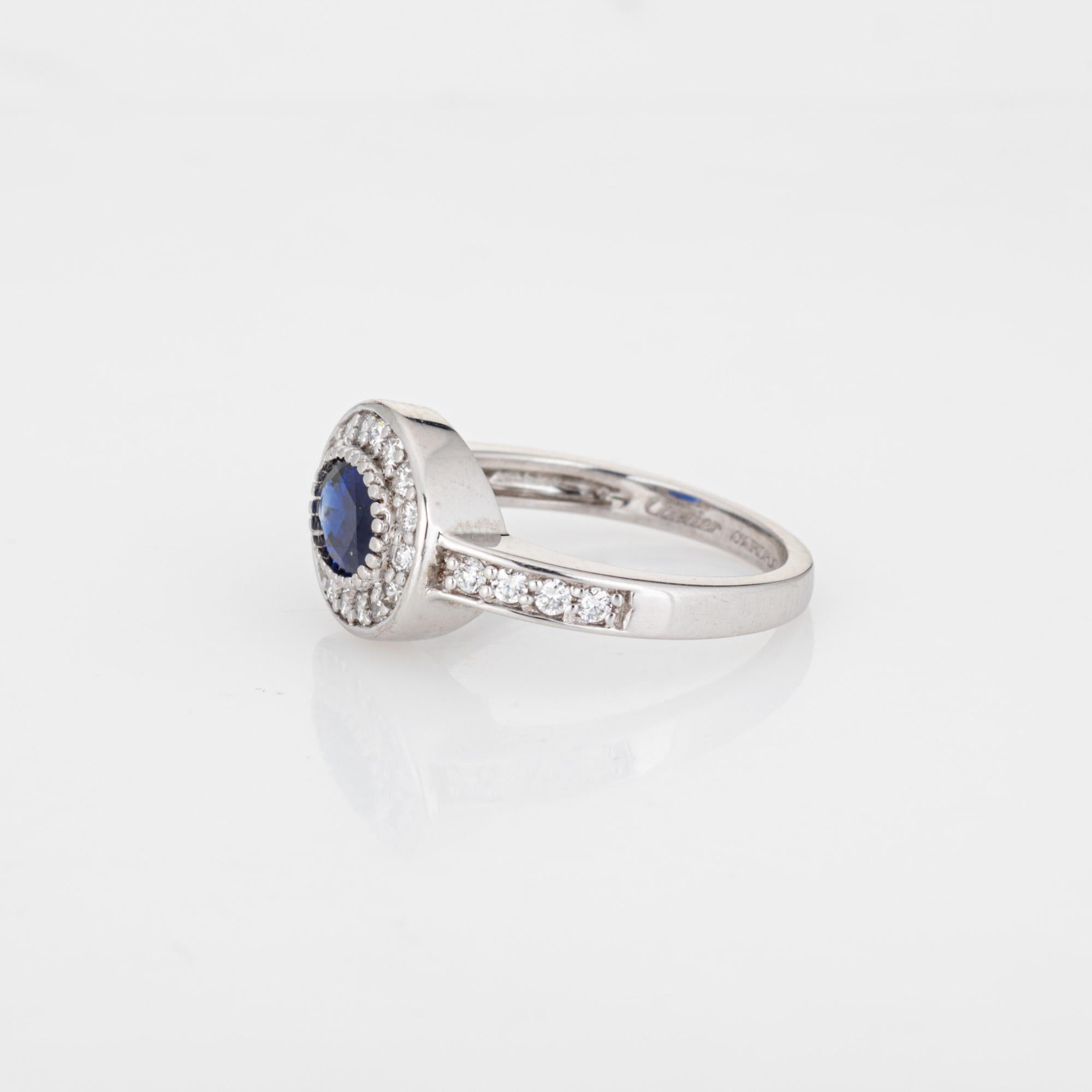 Oval Cut Cartier Sapphire Diamond Ring Platinum Sz 6 Estate Signed Gemstone Jewelry Oval  For Sale