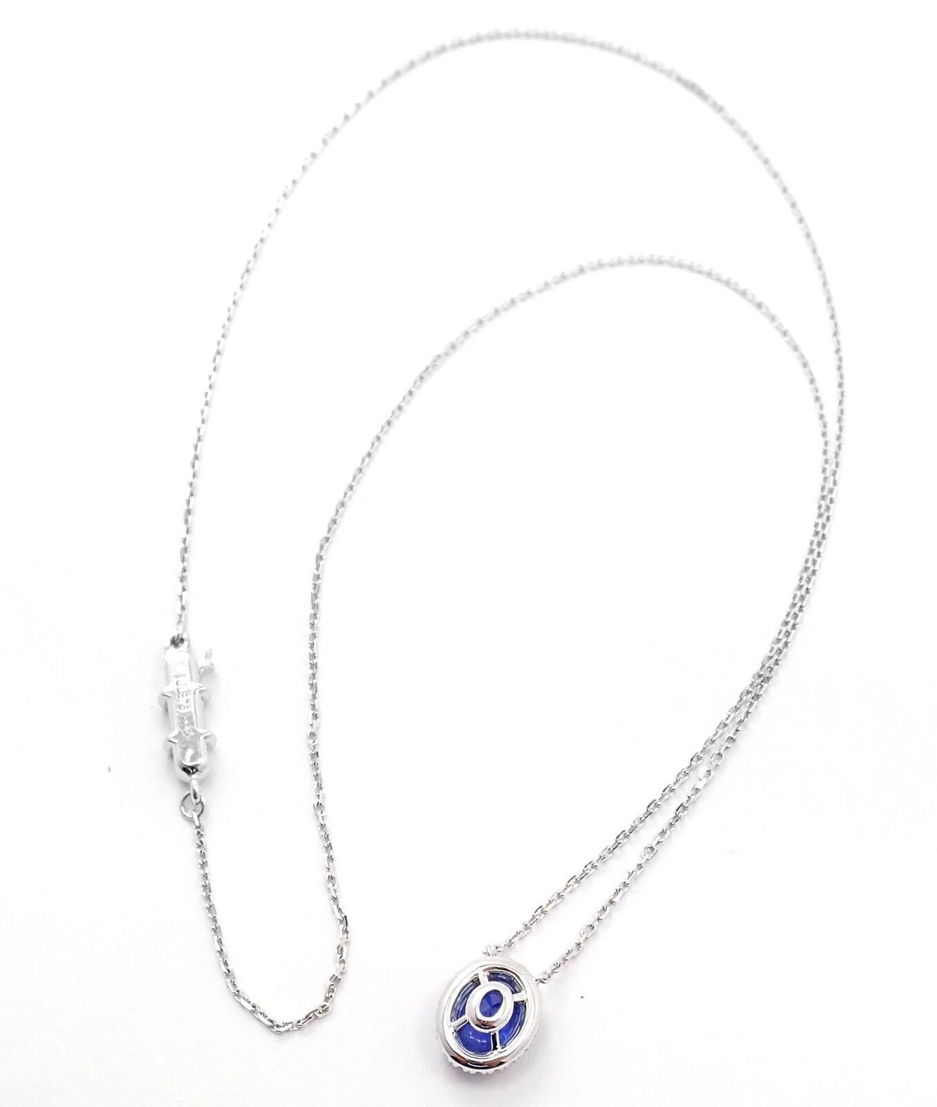 Cartier Sapphire Diamond White Gold Pendant Necklace In Excellent Condition In Holland, PA