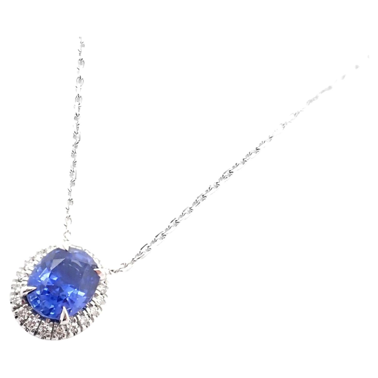 Cartier Sapphire Diamond White Gold Pendant Necklace