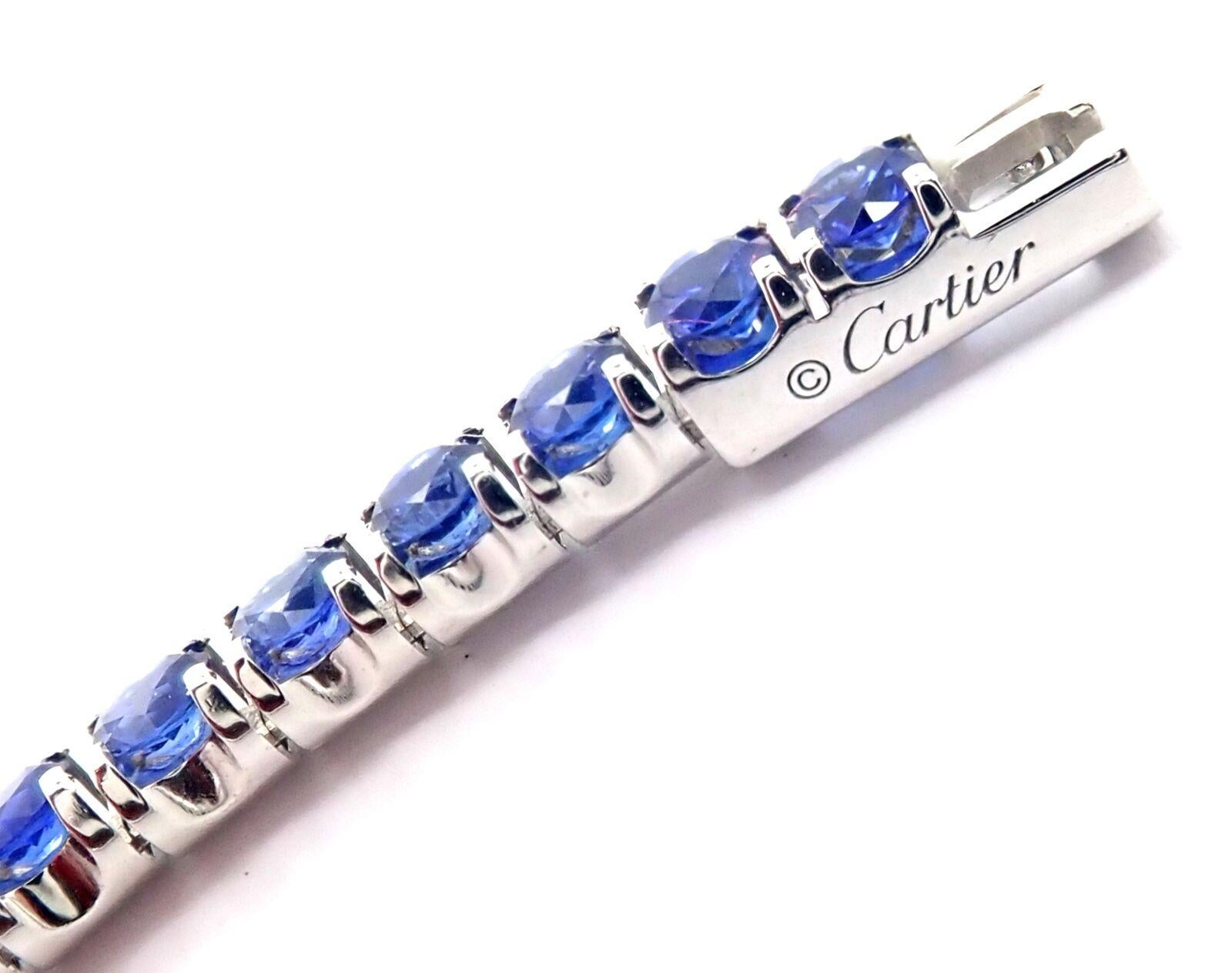 Cartier Sapphire Essential Lines White Gold Tennis Bracelet In Excellent Condition In Holland, PA