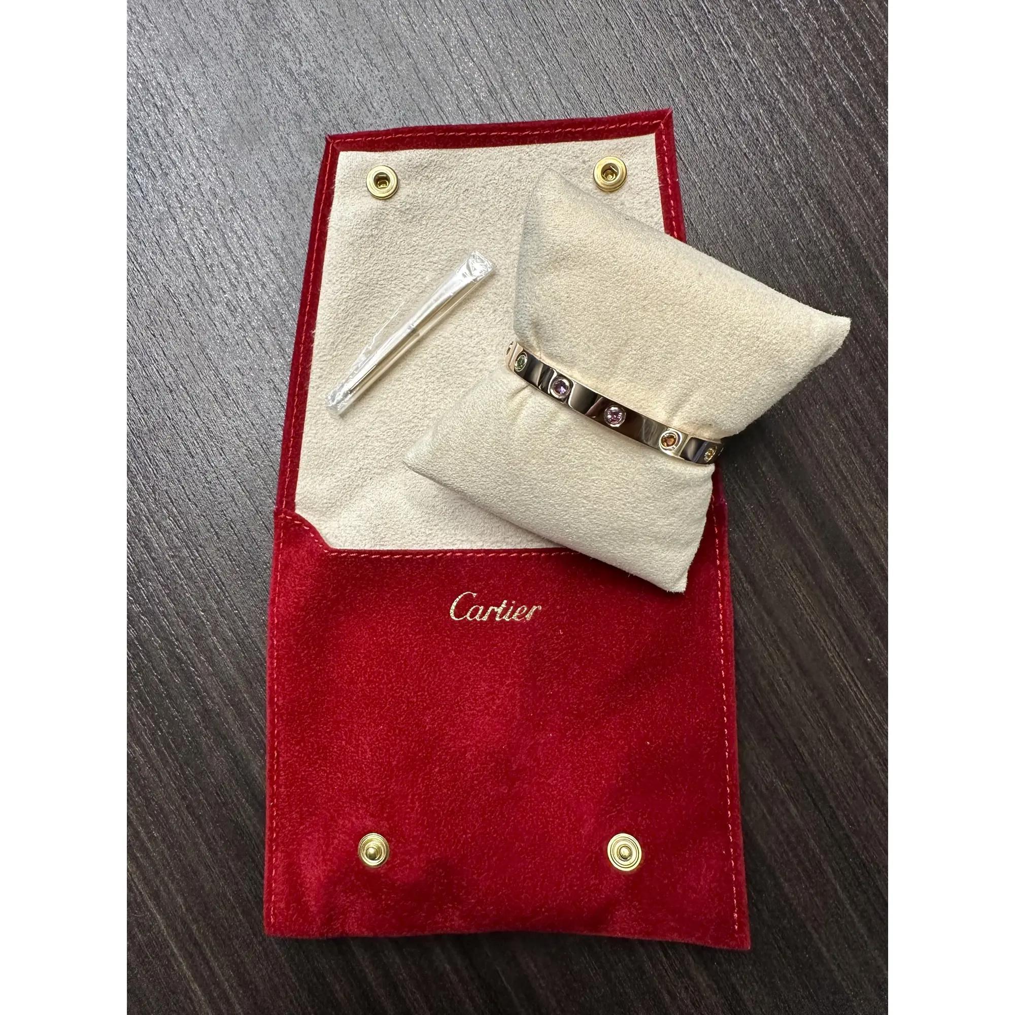 Cartier Bracciale dell'Amore Zaffiro Granato Ametista Oro Rosa 18K Misura 16 In condizioni ottime in vendita a New York, NY