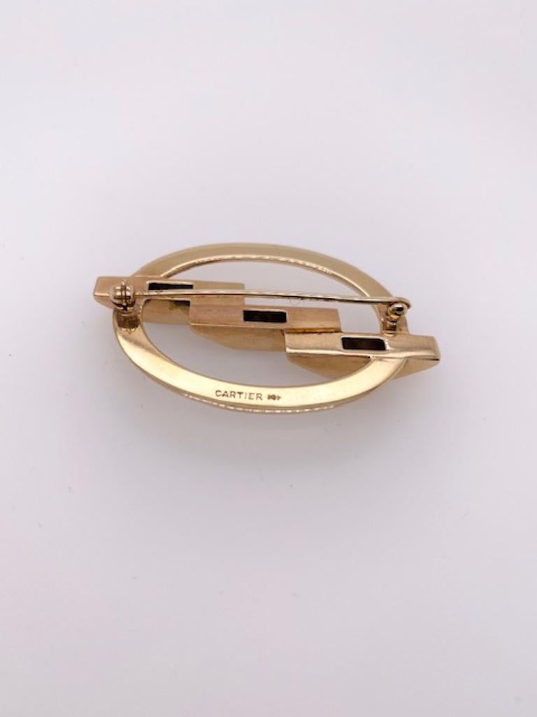Art Deco Cartier Sapphire Gold Oval Brooch