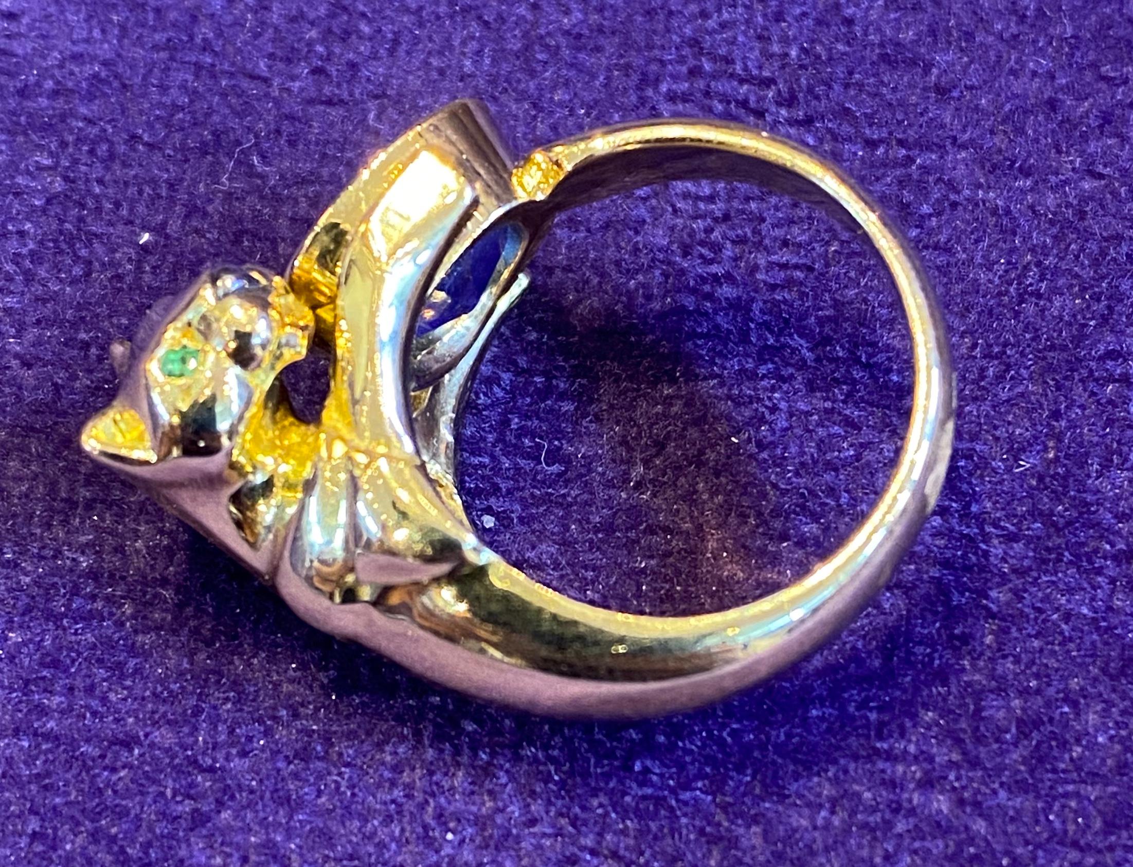 Cartier Sapphire Gold Panthere Ring In Excellent Condition In New York, NY