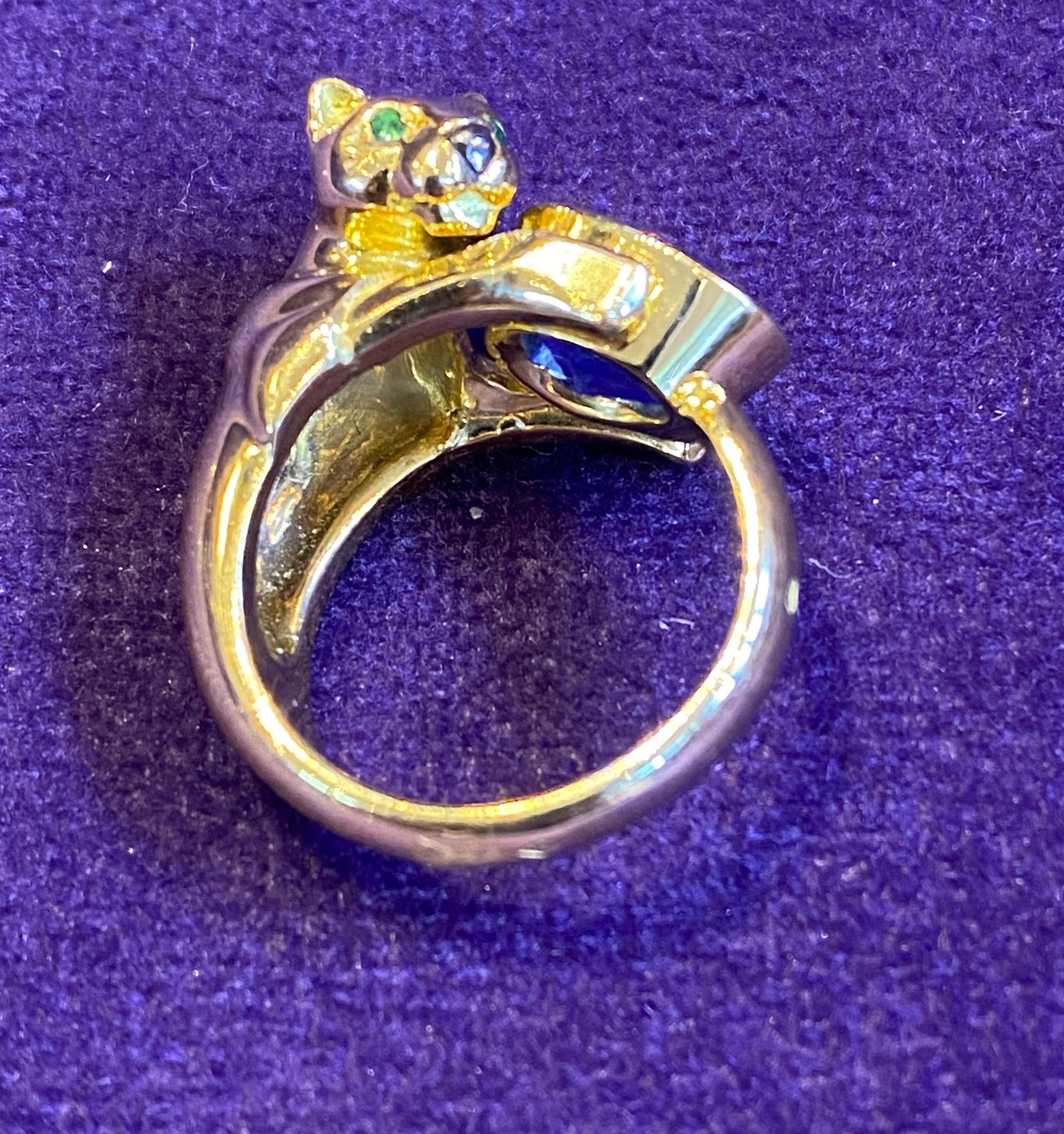 Cartier Sapphire Gold Panthere Ring 1