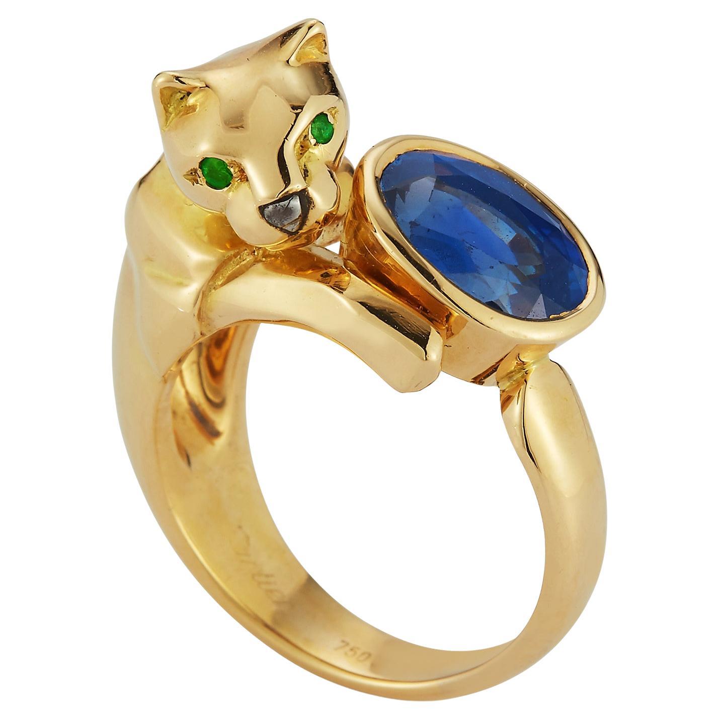 Cartier Sapphire Gold Panthere Ring