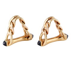 Cartier Sapphire Gold Triangular Link Cufflinks