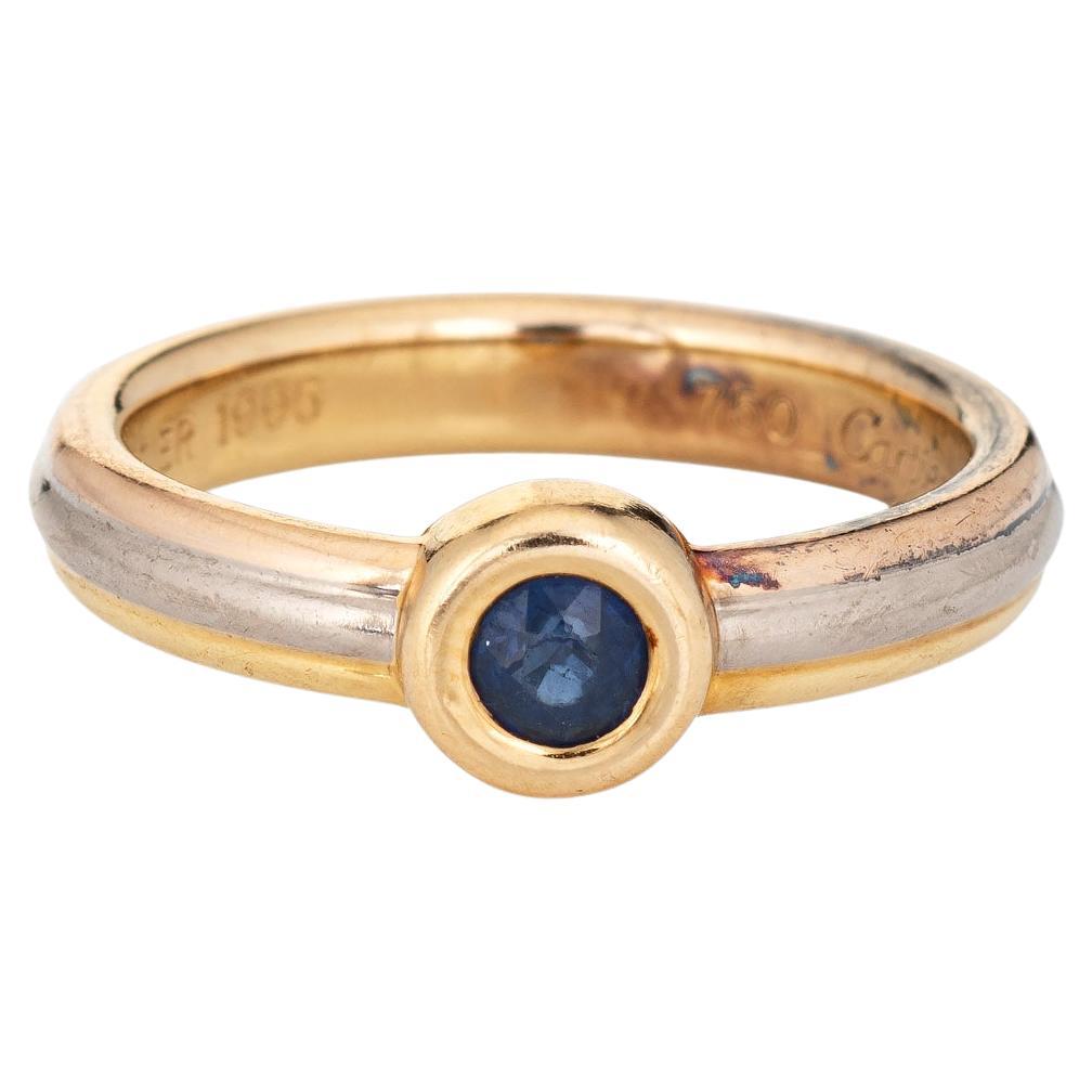Cartier Sapphire Ring Vintage 1995 Trinity Band 18k Gold Jewelry