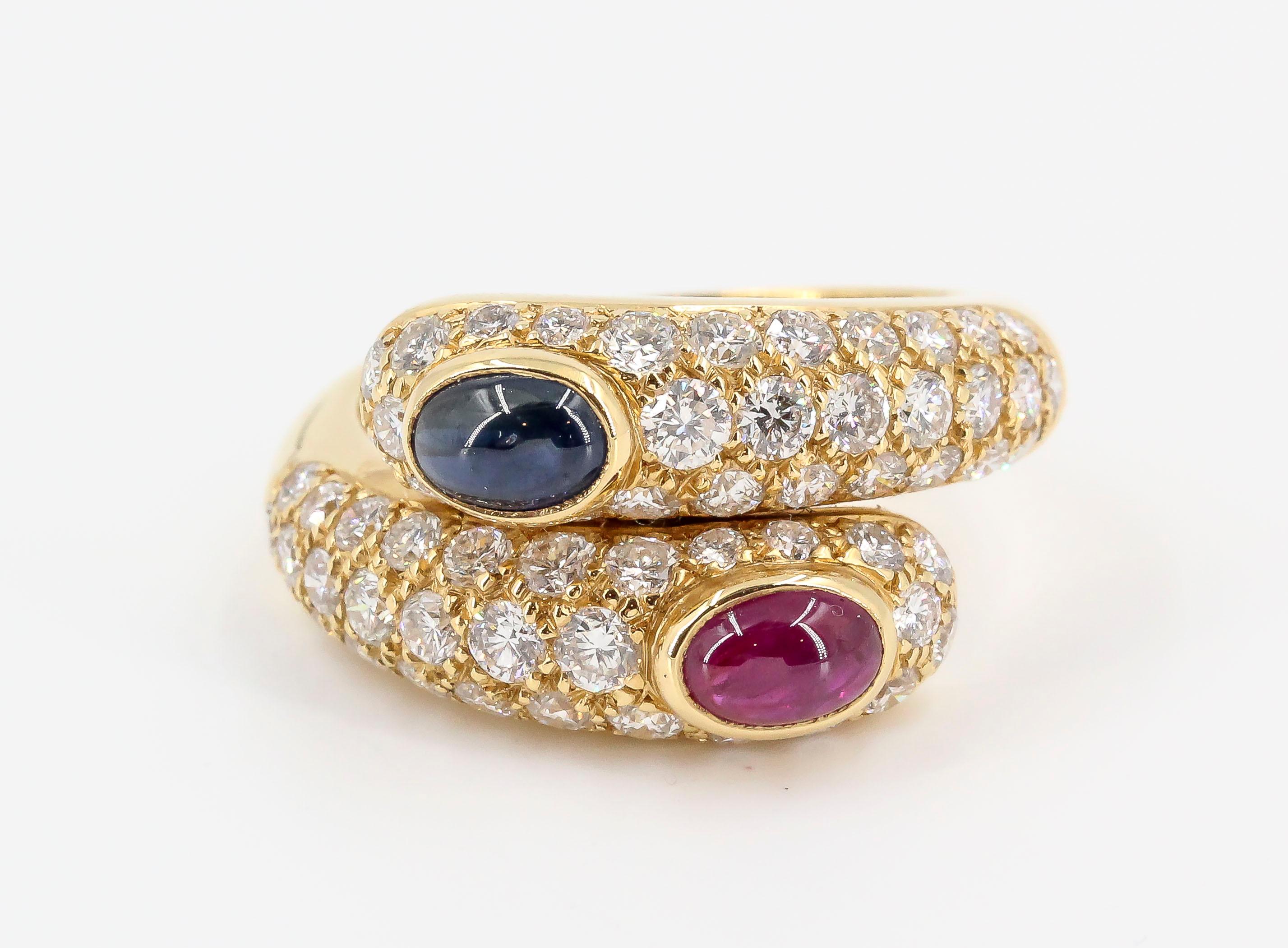 Cartier Sapphire Ruby Diamond and 18 Karat Gold Ring In Excellent Condition In New York, NY
