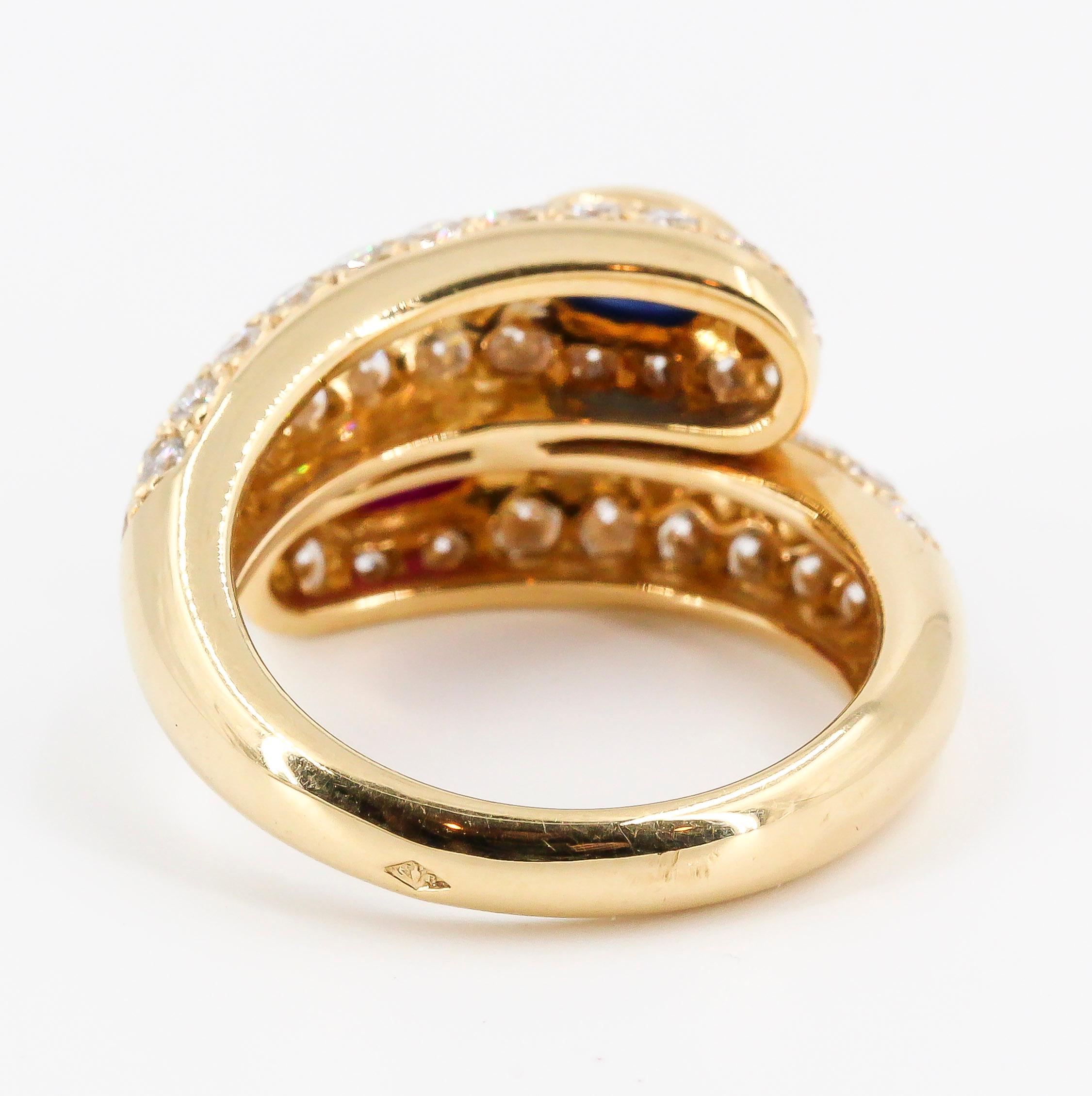 Cartier Sapphire Ruby Diamond and 18 Karat Gold Ring 1