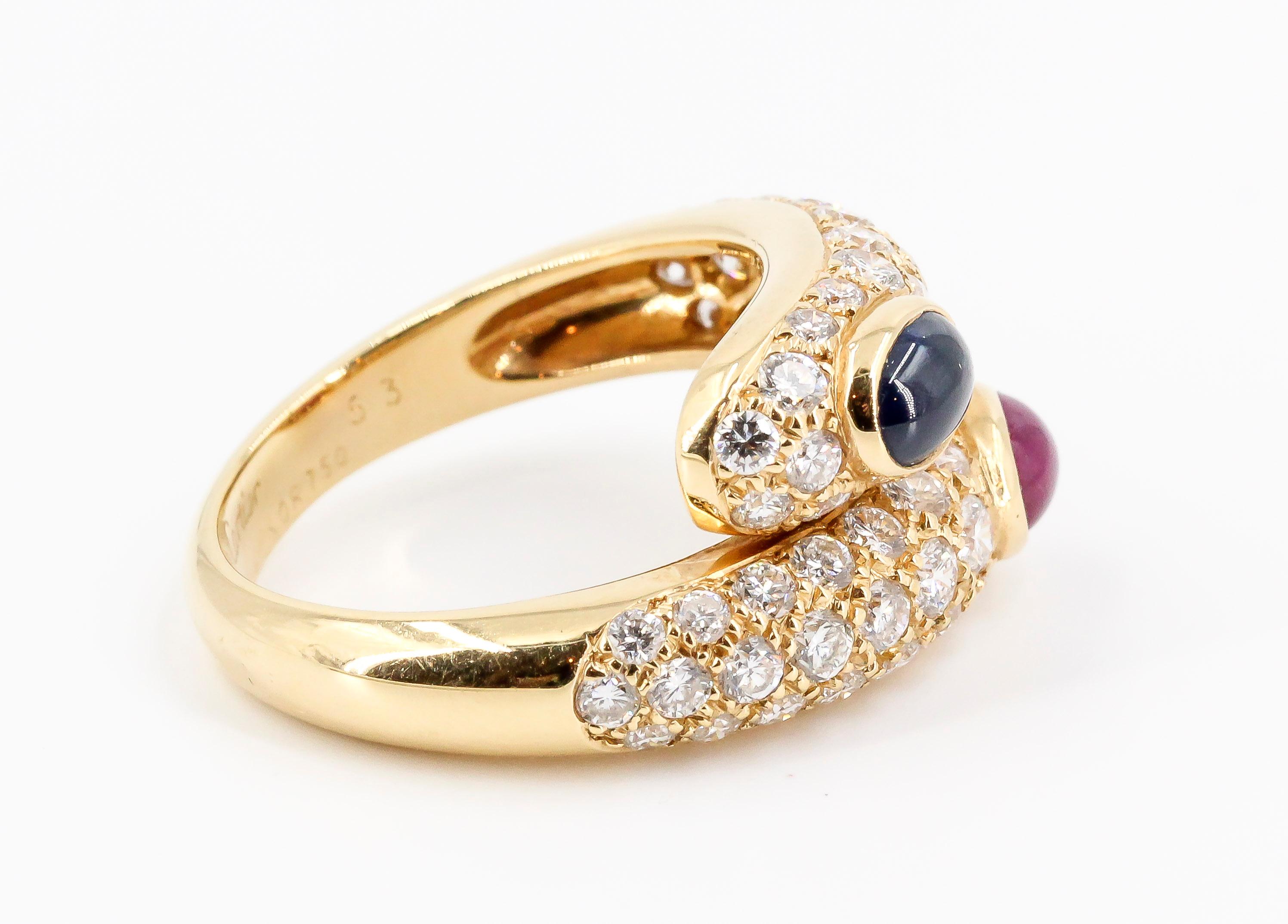 Cartier Sapphire Ruby Diamond and 18 Karat Gold Ring 2