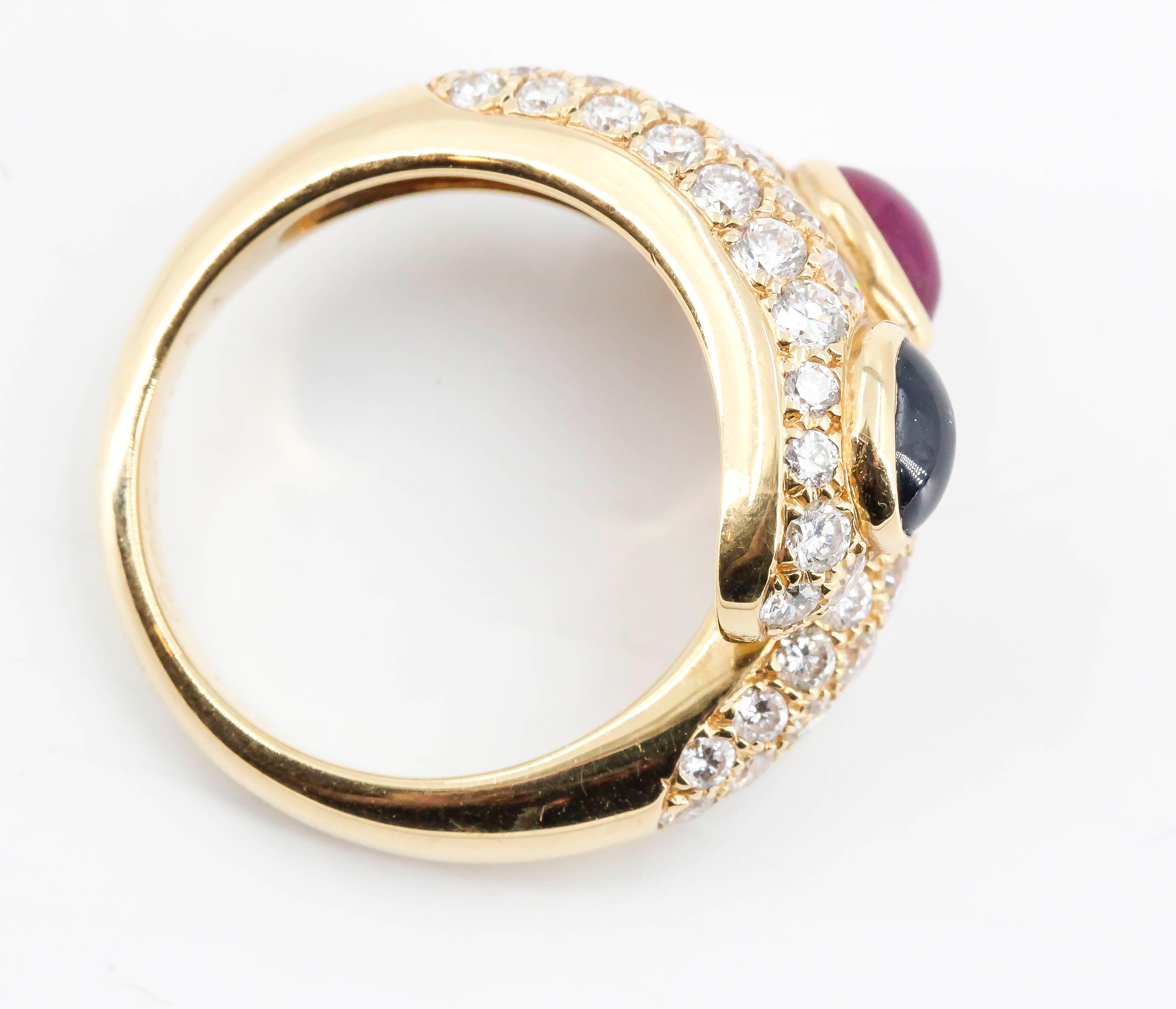 Cartier Sapphire Ruby Diamond and 18 Karat Gold Ring 3