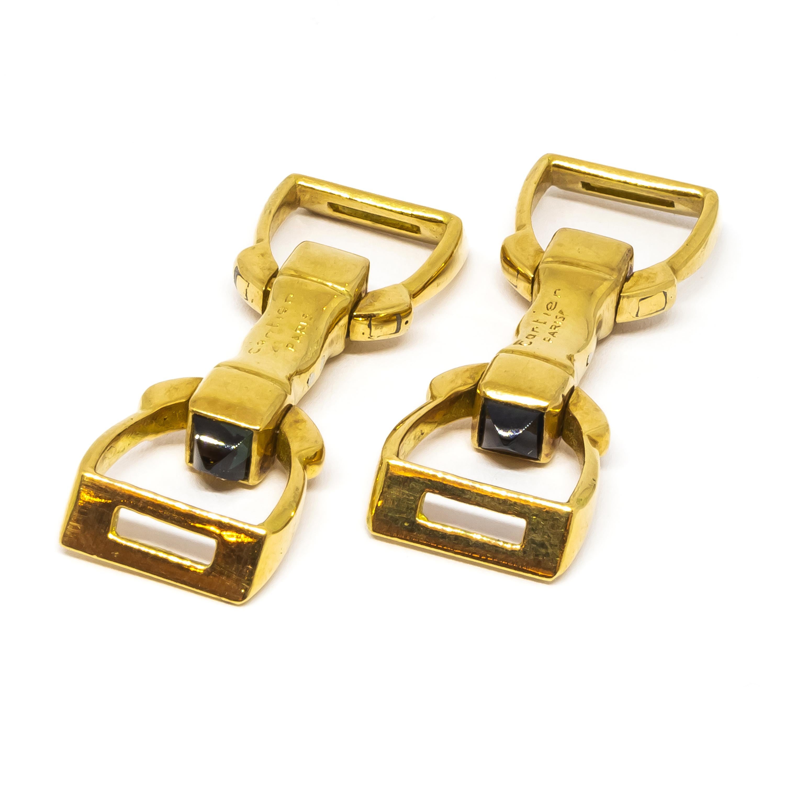 Sugarloaf Cabochon Cartier Sapphire Stirrup Cufflinks