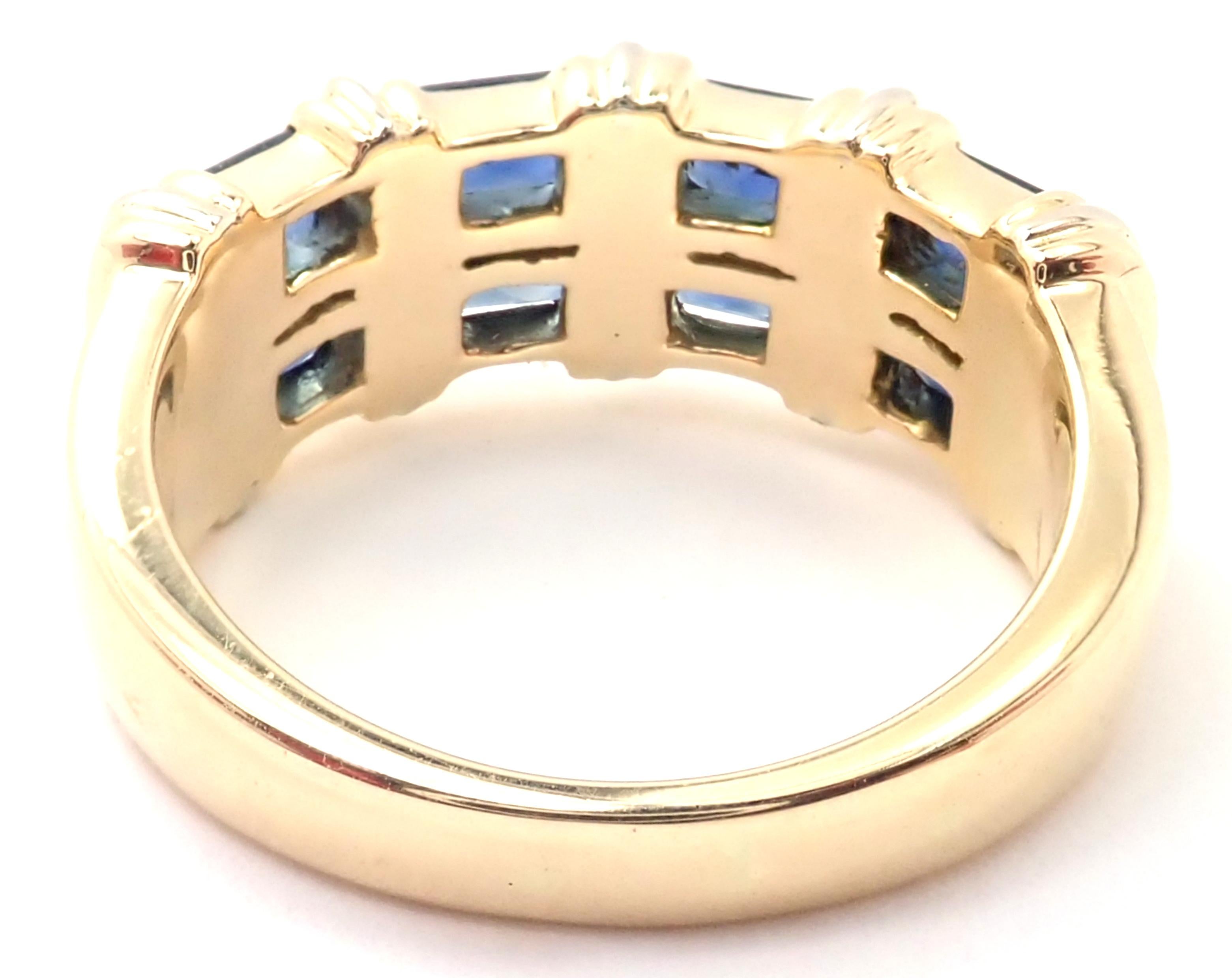 Princess Cut Cartier Sapphire Yellow Gold Band Ring