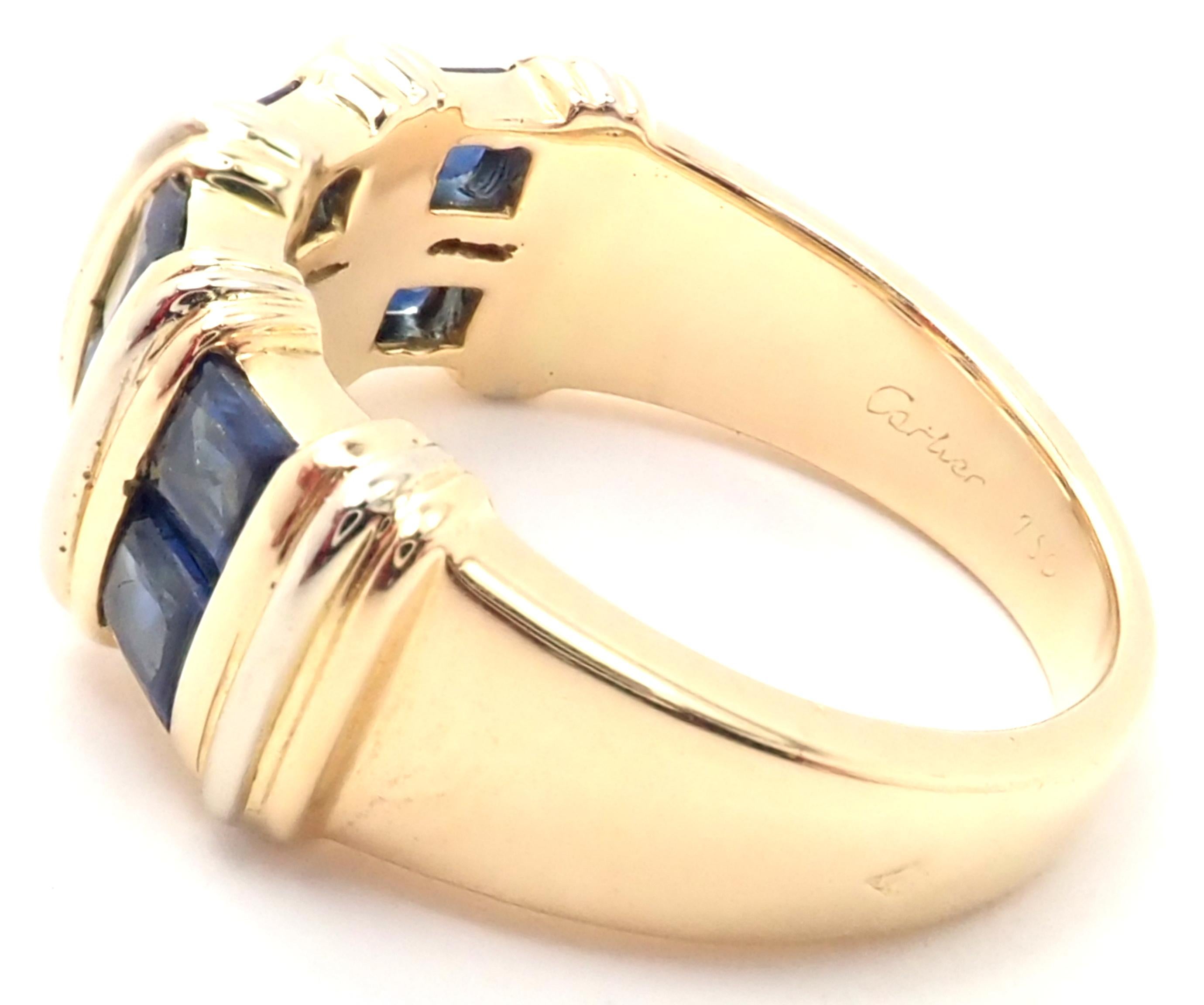 Cartier Sapphire Yellow Gold Band Ring In Excellent Condition In Holland, PA