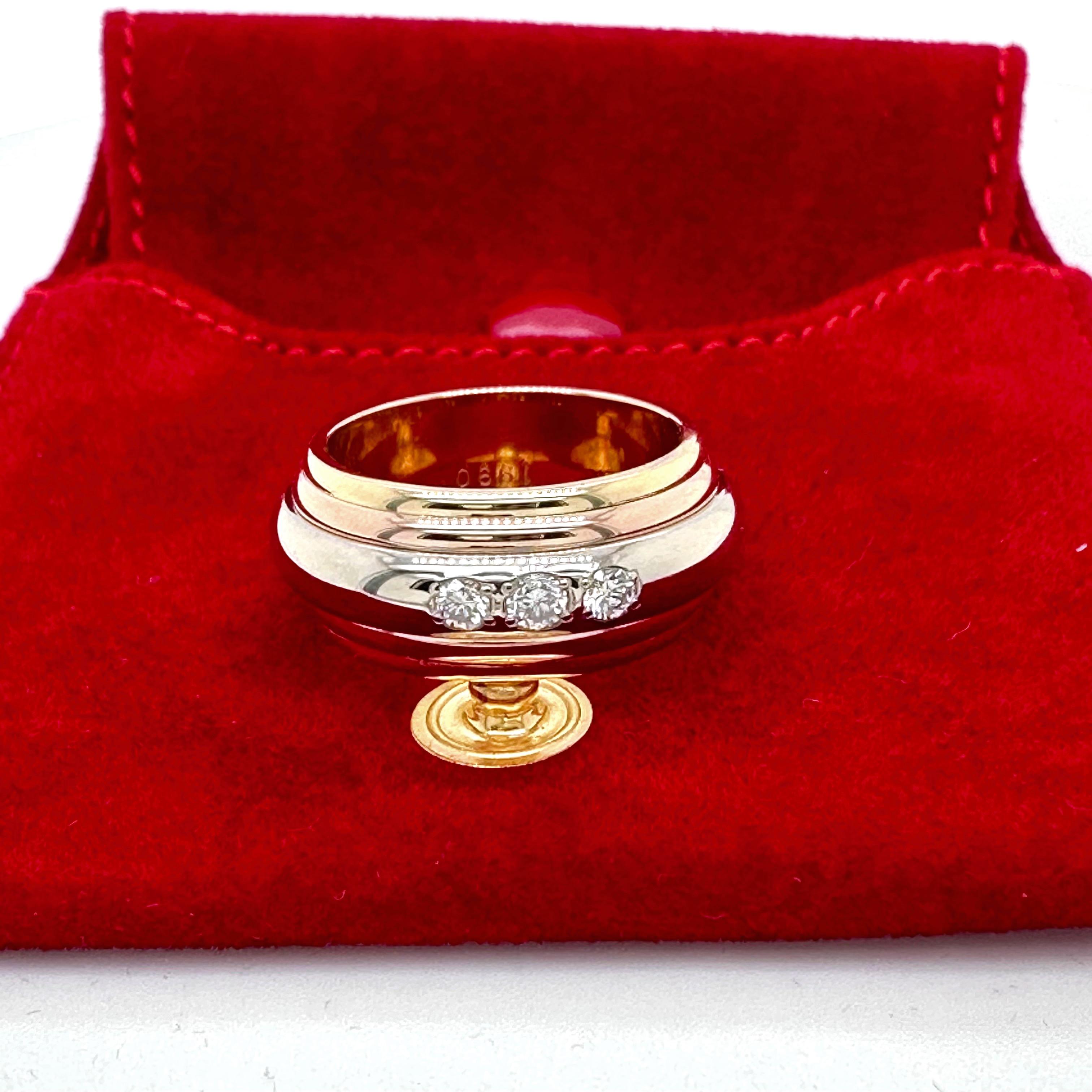 Cartier Saturne Multi-Tone 18 Karat Yellow White Rose Gold Diamond Ring For Sale 6