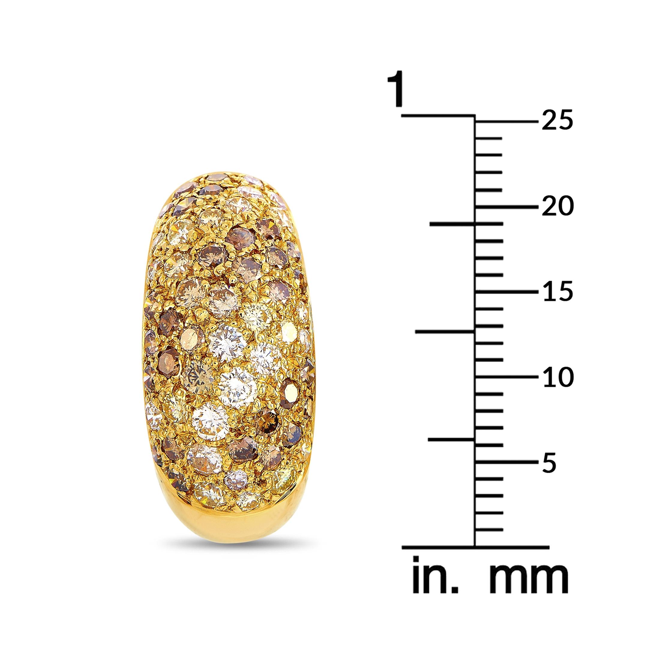 Women's Cartier Sauvage 18 Karat Yellow Gold 2.15 Carat Diamond Clip-On Earrings