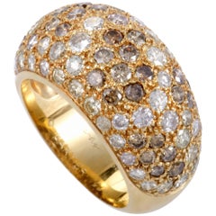 Cartier Sauvage 18 Karat Yellow Gold White and Brown Diamond Pave Band Ring