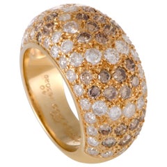 Cartier Sauvage 18 Karat Yellow Gold White and Brown Diamond Pavé Ring