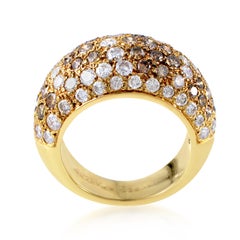 Cartier Sauvage 18 Karat Yellow Gold White and Brown Diamonds Bombe Ring