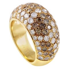 Cartier Sauvage 18 Karat Yellow Gold White and Brown Diamonds Bombe Ring
